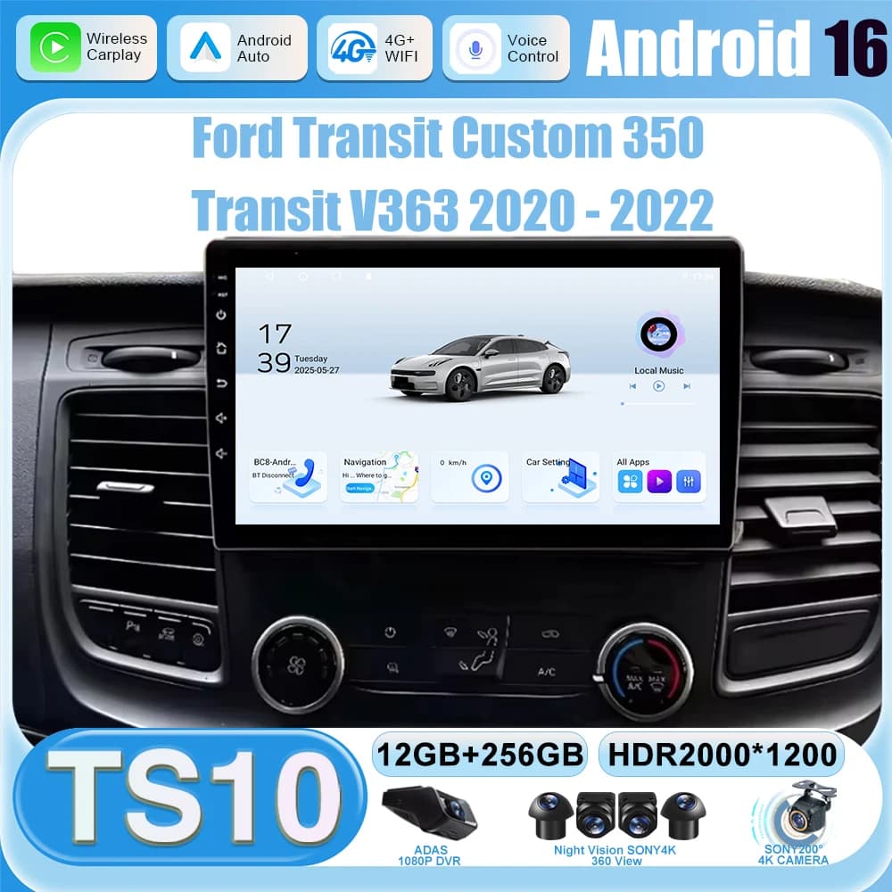 Car Dvd Head Unit High-performance FOR Ford Transit Custom 350 Transit V363 2020 - 2022Multimedia Player GPs Navigation Screen