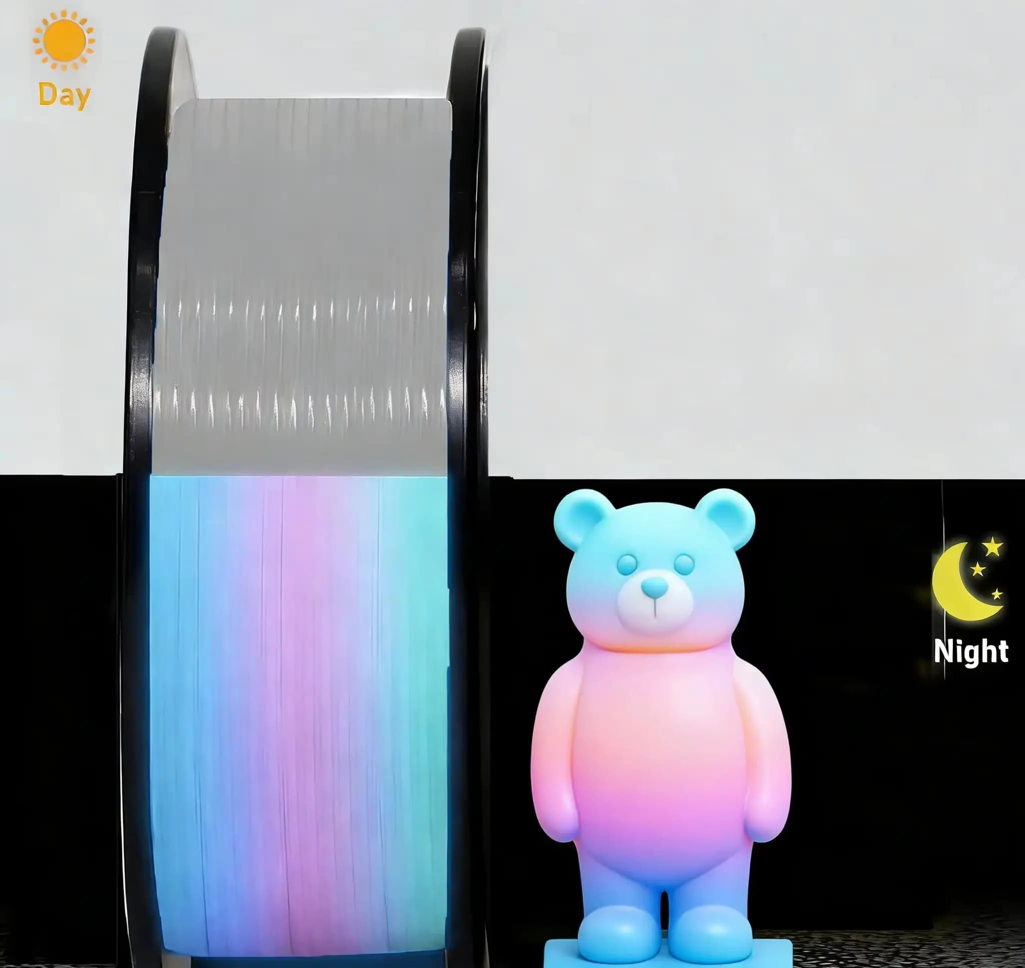 Rainbow Glow-in-the-Dark PLA 3D Printer Filament Bundle 1.75mm Dimensionally Accurate +/- 0.03mm 250g for 3D Printing