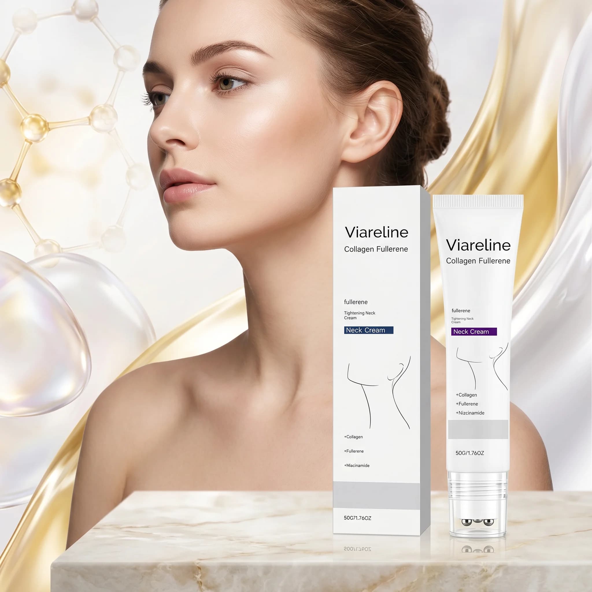 Collagen Neck Firming Cream Tightening Neck Lifting Skin Anti-Aging Wrinkle Removal Improve Double Chin V-Roller Massage Design
