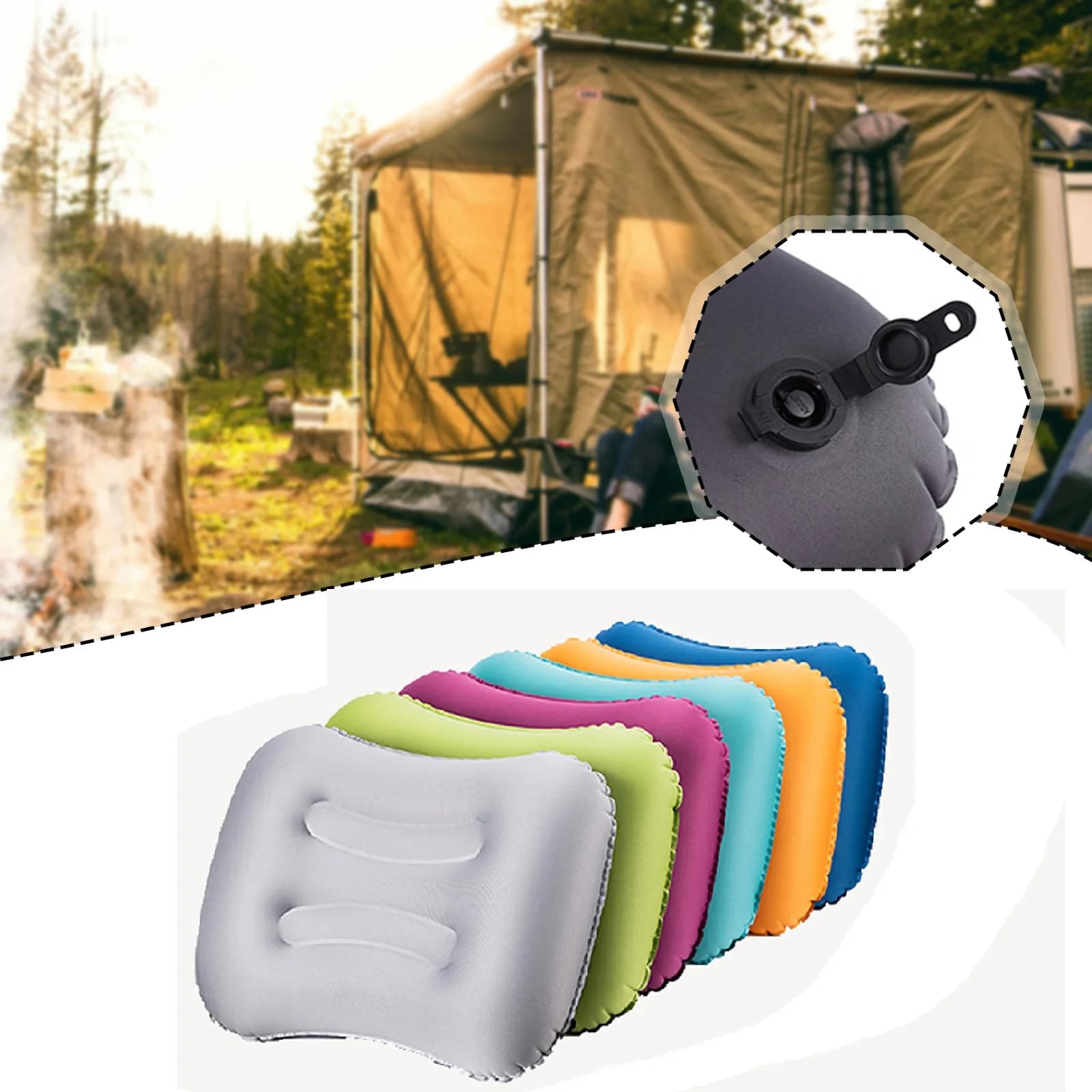 Cuscino gonfiabile da campeggio Cuscino per dormire ad aria ultraleggero portatile da viaggio per escursionismo per collo e supporto lombare per dormire