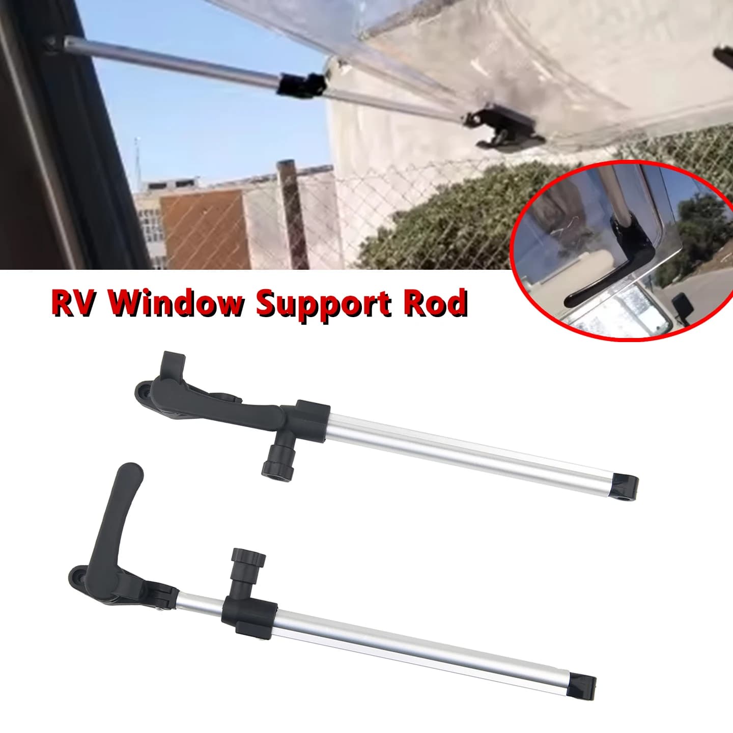 Asta di supporto per finestra RV da 2 pezzi in lega di alluminio telescopica da 310‐435 mm per rimorchio camper camper