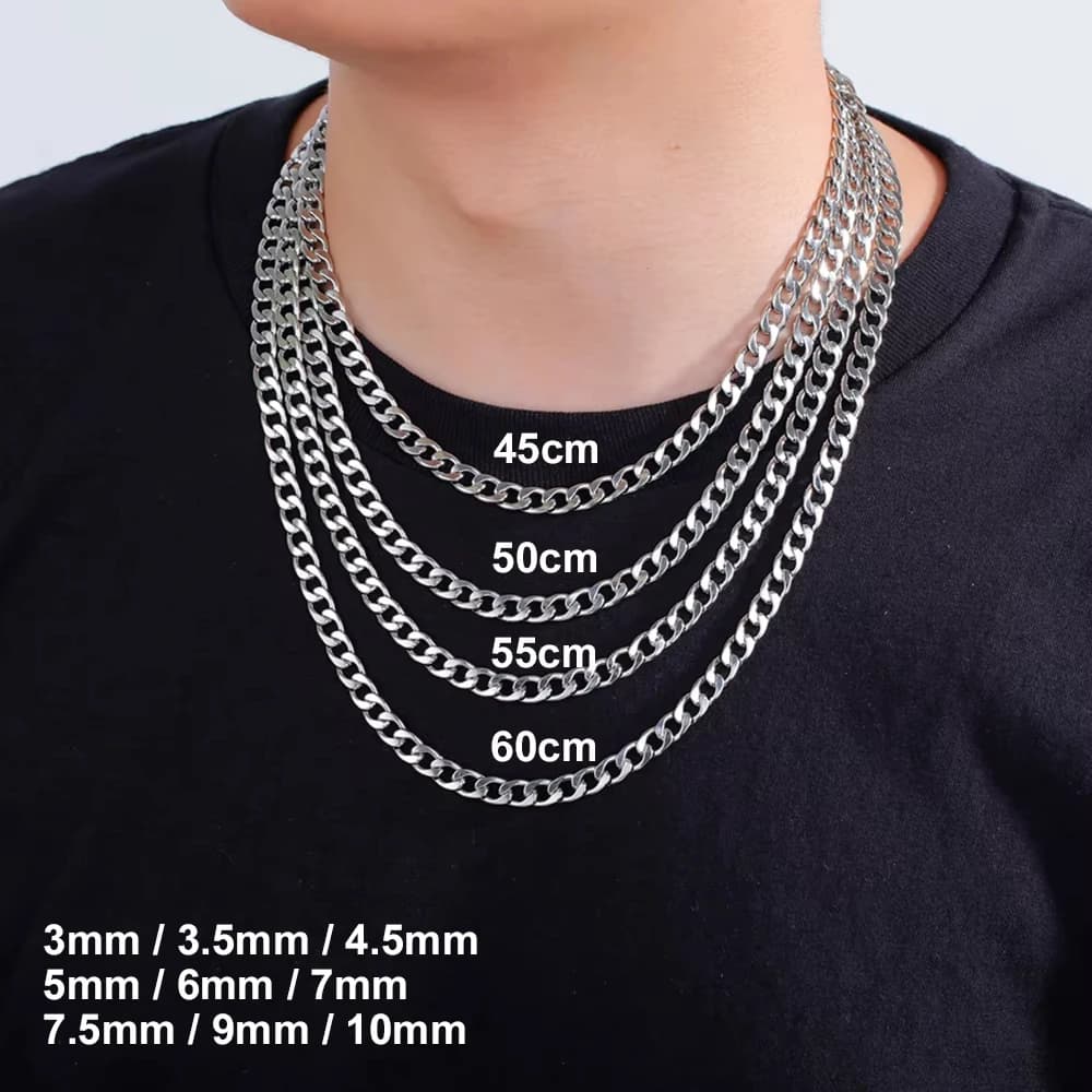 8 mm Cuban chain stainless steel necklaces for men Male chains Figaro Box Chain Round neck Punk jewelry 50 cm 55 cm 60 cm