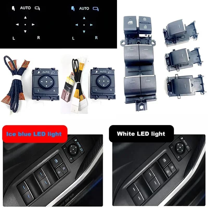 Pulsante di Controllo per Specchietto Retrovisore Pieghevole con Luci LED e Interruttore Alzacristalli Compatibile con Toyota RAV4 20-22 23-26