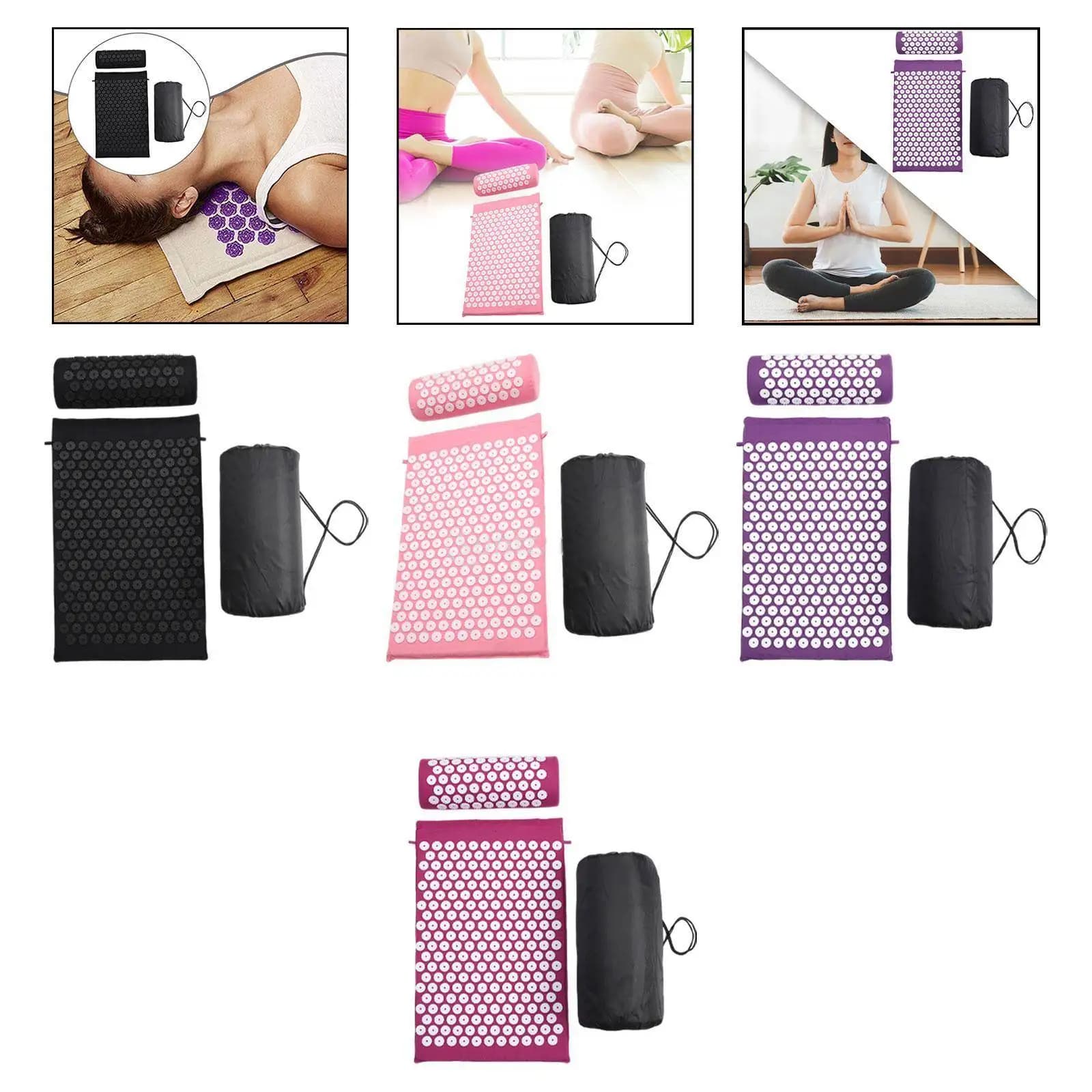 Set of mats and pillows for premium typepression for full body massage, legs, hips, shoulders, yoga, back pain relief, manual massage tool