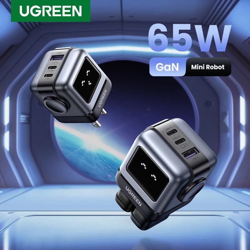 perSpina American】UGREEN 65W 30W GaN Robot Charger Design PD3.0 Quick Charger QC4.0 3.0 PPS for iPhone 17 16 15 Pro MacBook Laptop Table