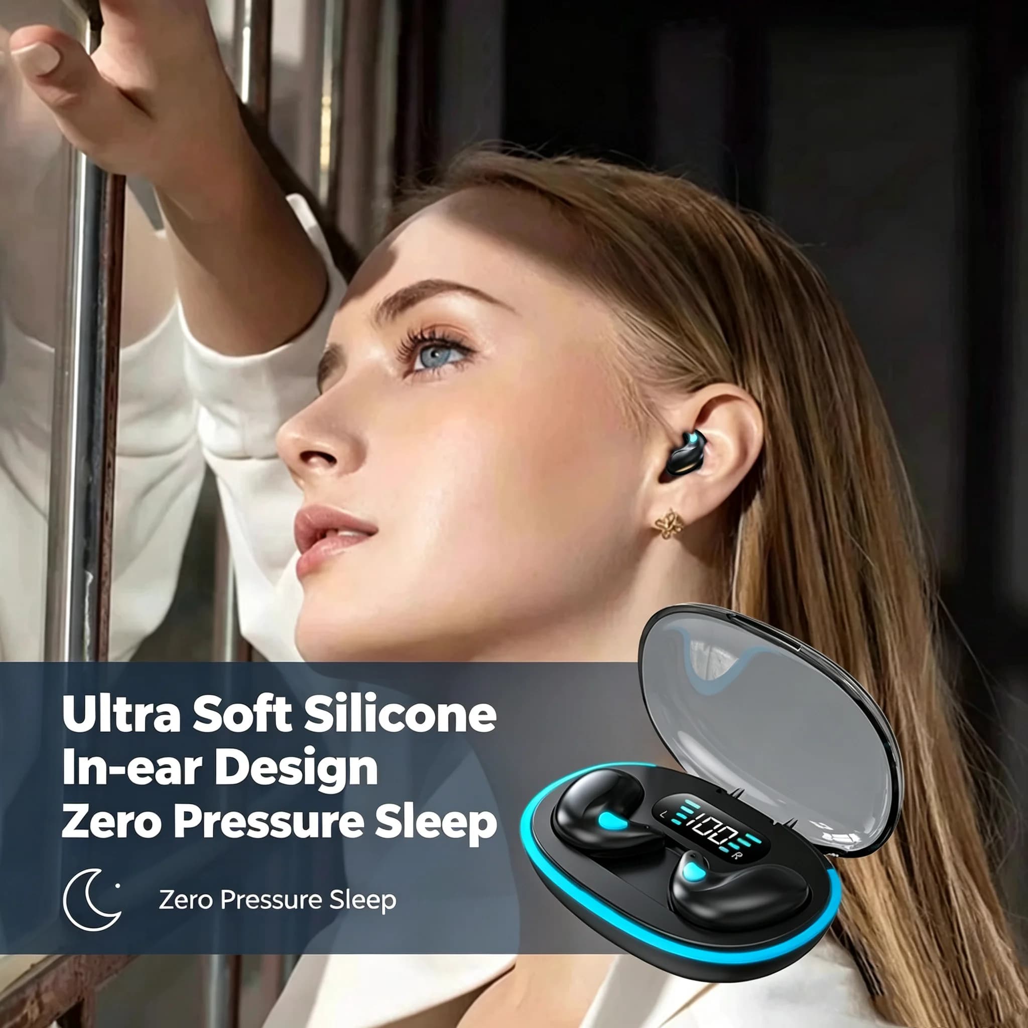 Best Sellers Ultra Soft In-Ear Sleep Bluetooth Earbuds Noise Isolating Mini Hidden Headphones Lightweight Comfortable All Night