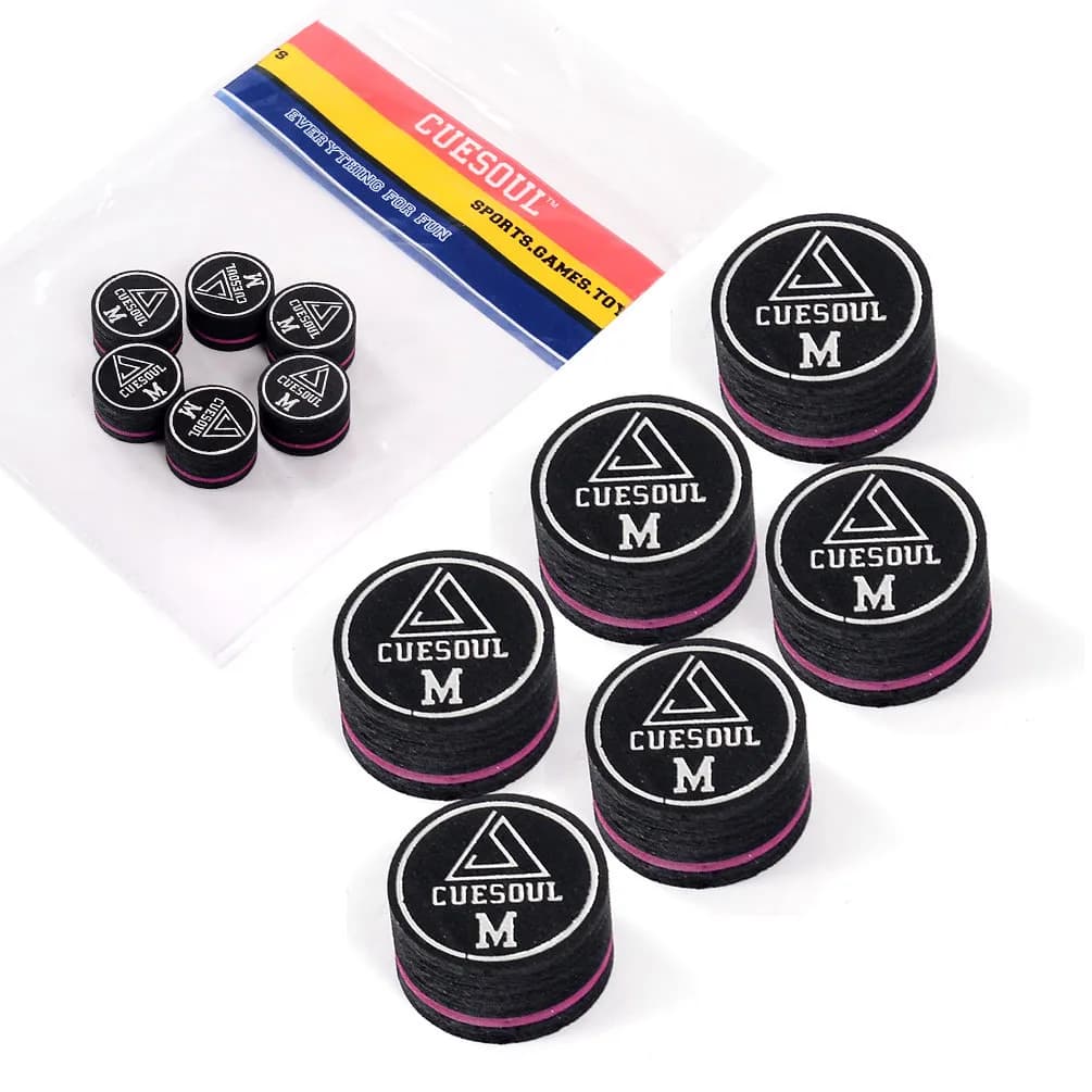 CUESOUL 6 pezzi/set 14MM punta per stecca da biliardo in pelle scamosciata di maiale cotto e punta per stecca da biliardo
