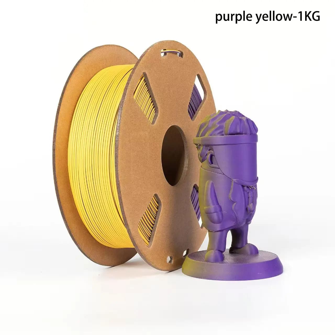 Matte Dual Color 3D Printer PLA Filament 1.75 +/- 0.03mm, Matte Bicolor Filament PLA 1KG(2.2LBS) Spool, Yellow Purple