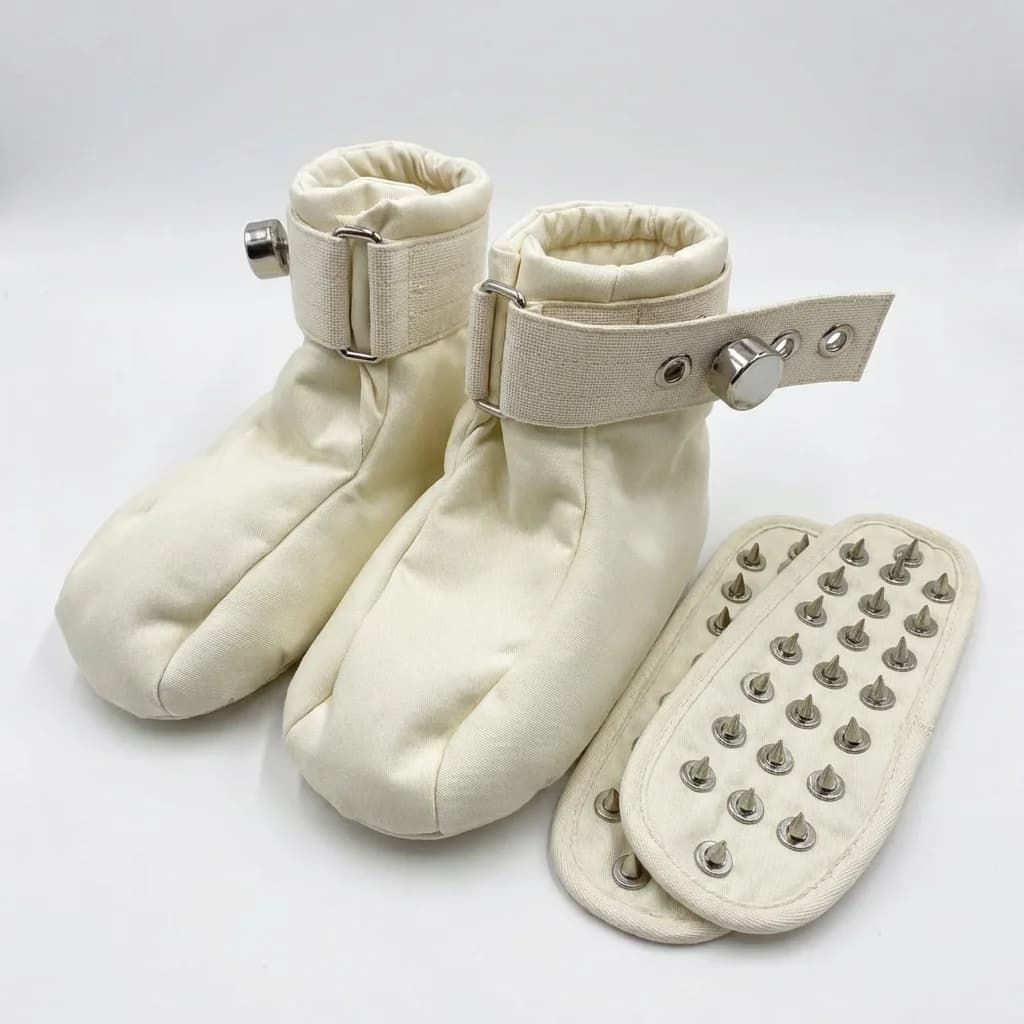 Calzini Antiscivolo con Chiusura Magnetica e Cavigliera per Contenimento Medico, Calzature di Contenimento Bloccabili con Solette Appuntite per Abitudine al Gattonamento