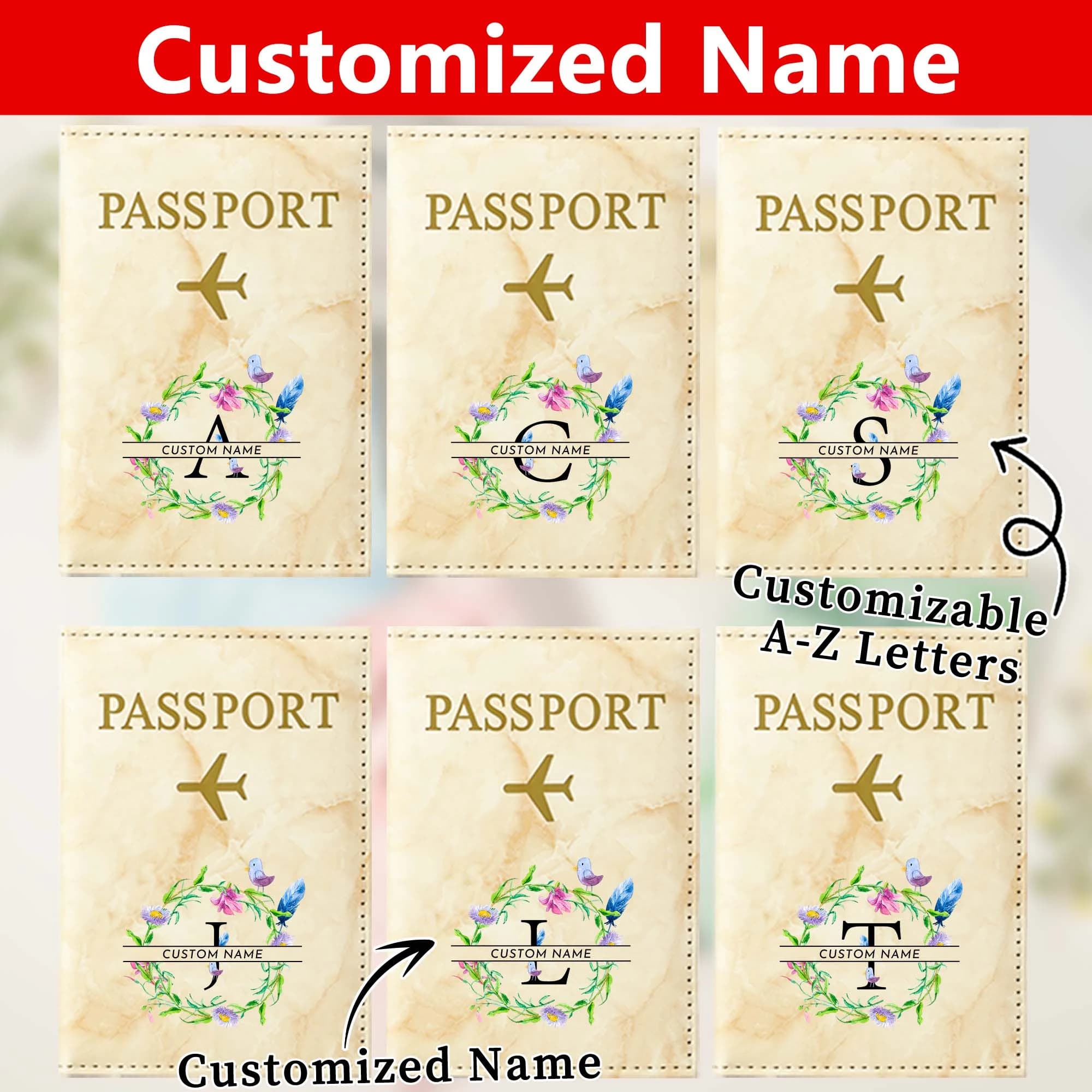 Custom Name Simple Casual Passport Holder, Bank Card, Credit Card Wallet, Transportation Card Holder, License Holder