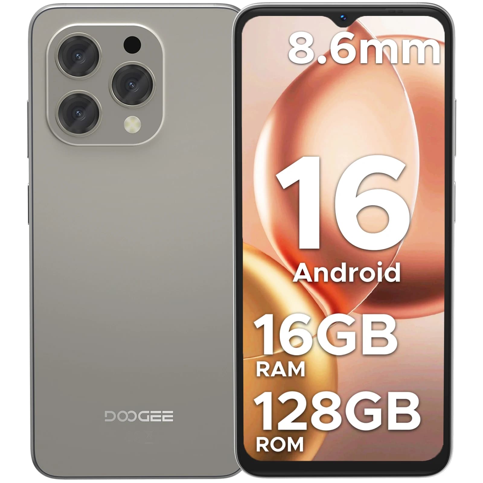 DOOGEE N55 Smartphone Android 16, 6.56" HD+ 90Hz, Ultra-Sottile 8.6mm, 16GB+128GB/2TB, Batteria 5160mAh, Telefono T7200