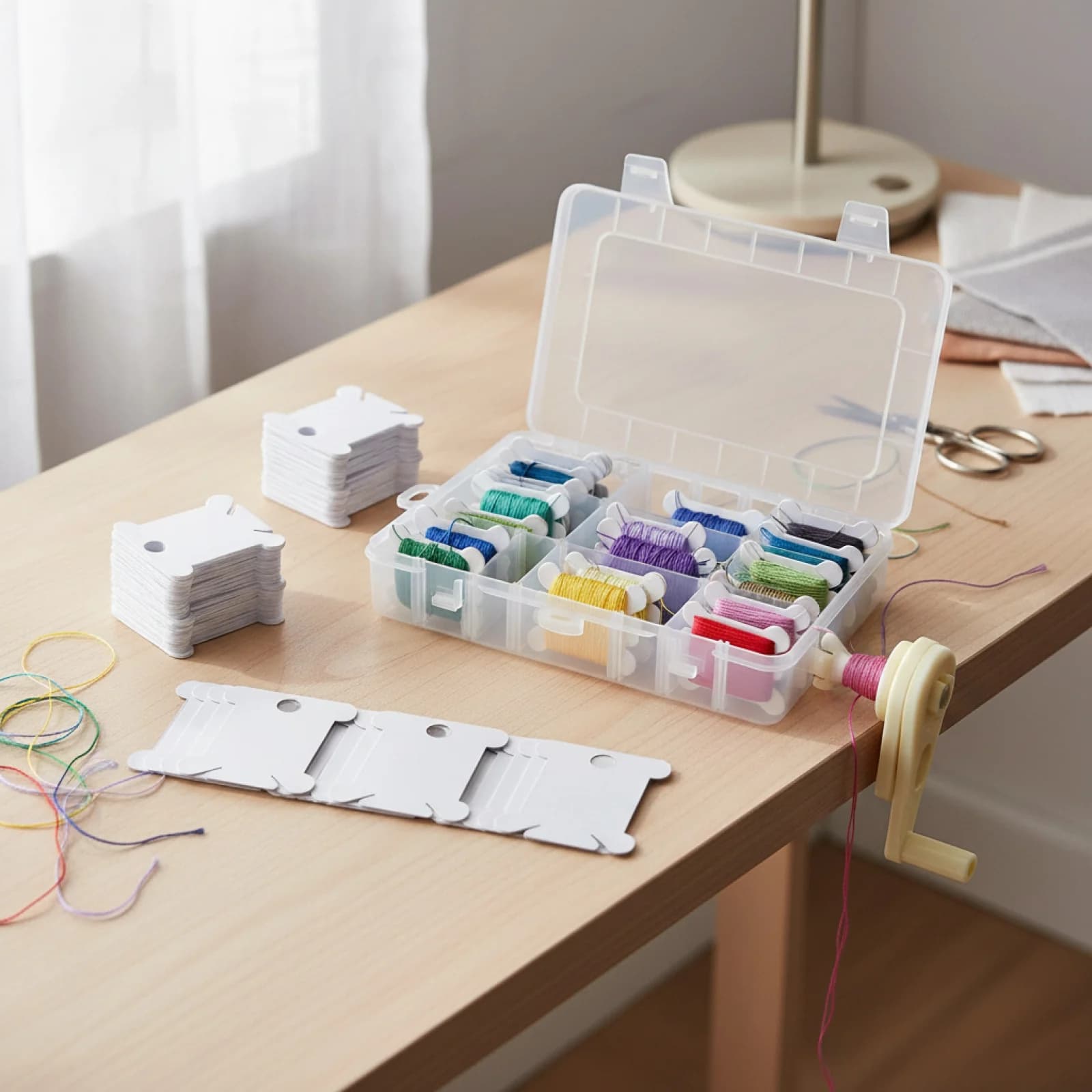 Durable Thread Cards with Bobbin Winder for DIY Embroidery - Floss Bobbin Holder for Hand Embroidery And Needlework