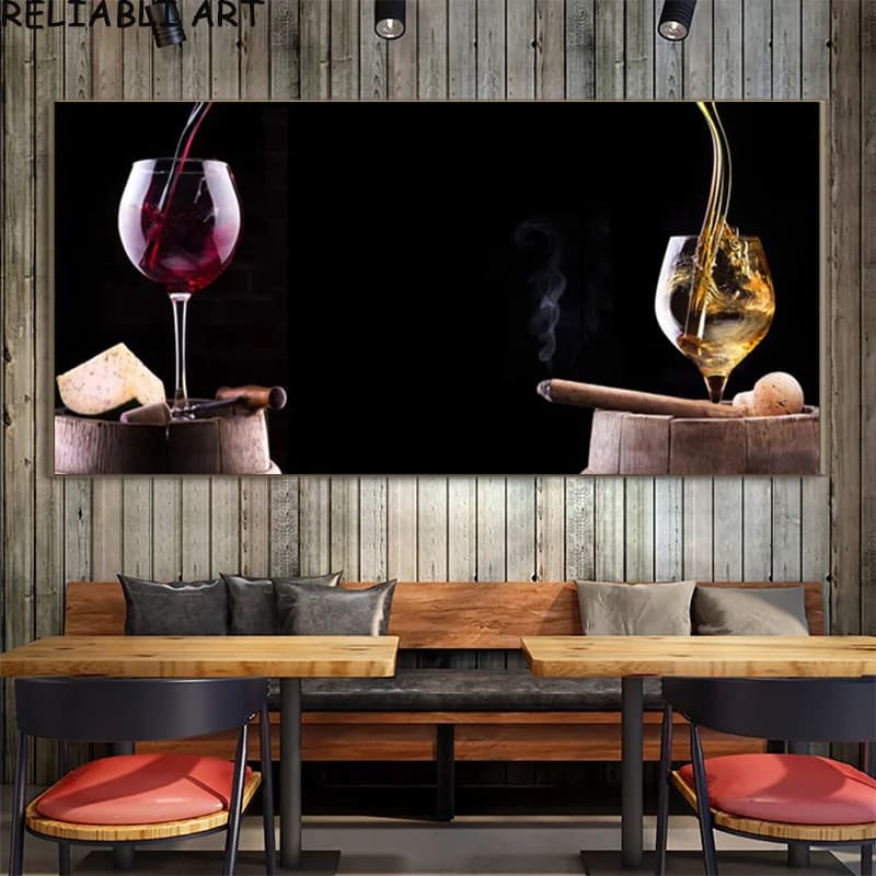 Modern beer wine glass poster and print Nordic canvas painting wall art picture for bar kitchen living room home decorations without frame