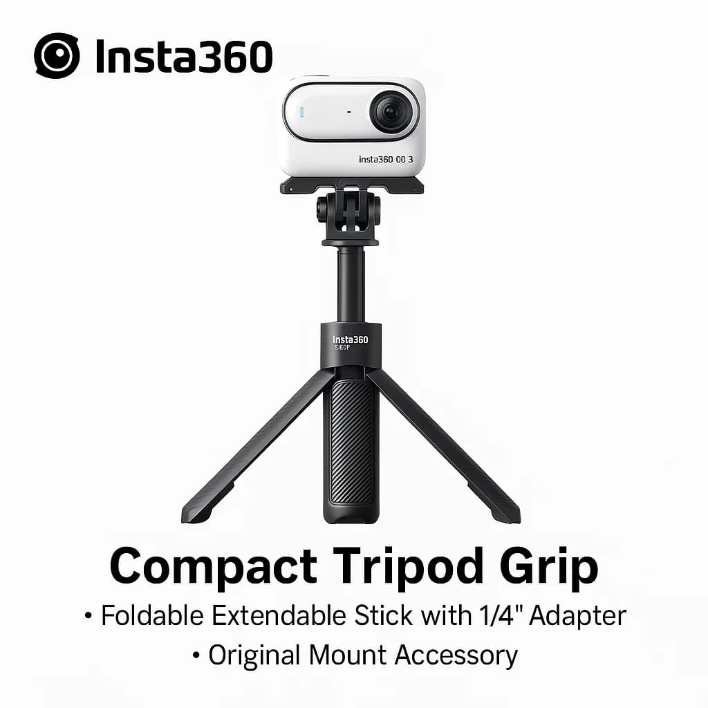 Original Compact Tripod Grip for Insta360 GO 3 / X5 / Ace Pro 2 | Foldable Extendable Stick with 1/4" Mount Adapter