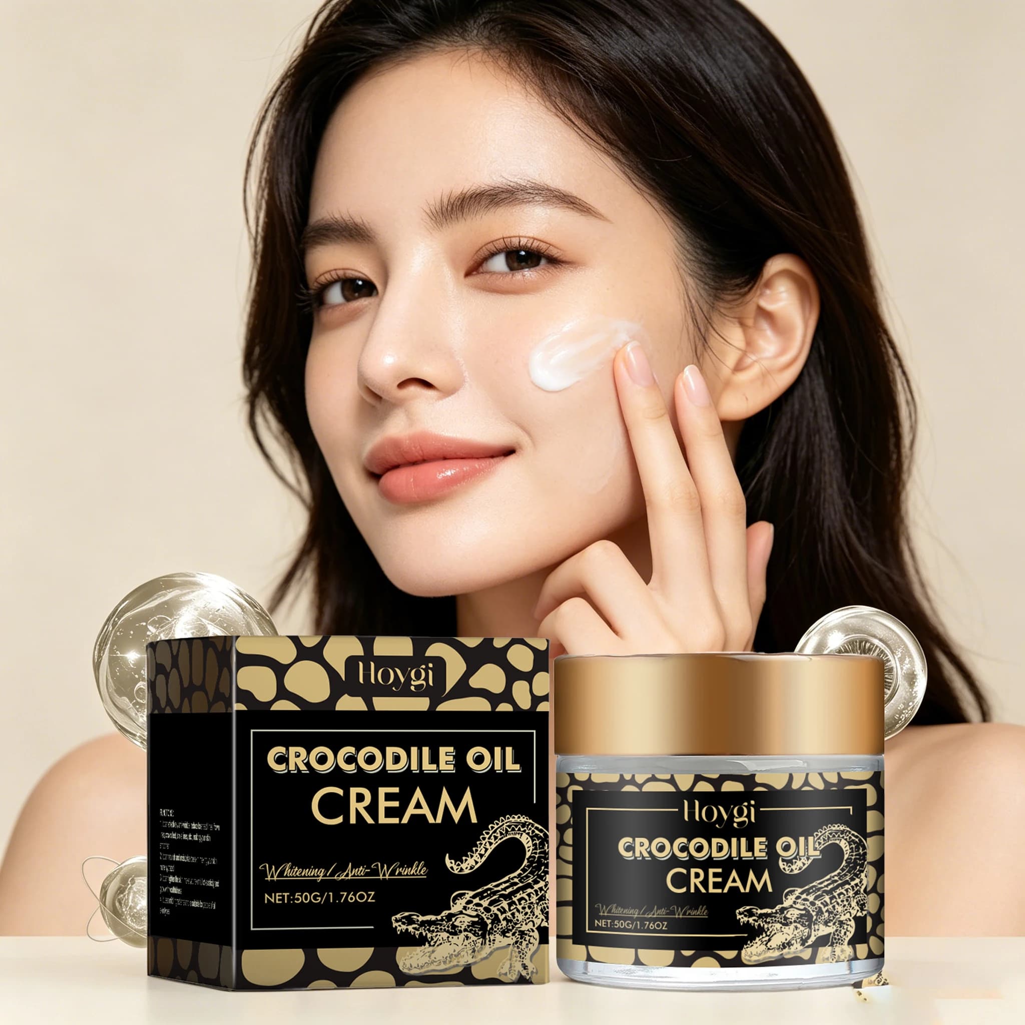 Cream Faced with Coccodrillo Oil 50g, Hydrating Deep, Nutrient, Improves Softness, Rassoda Skin, Reduces Subtile Rugs, Facial Lotion