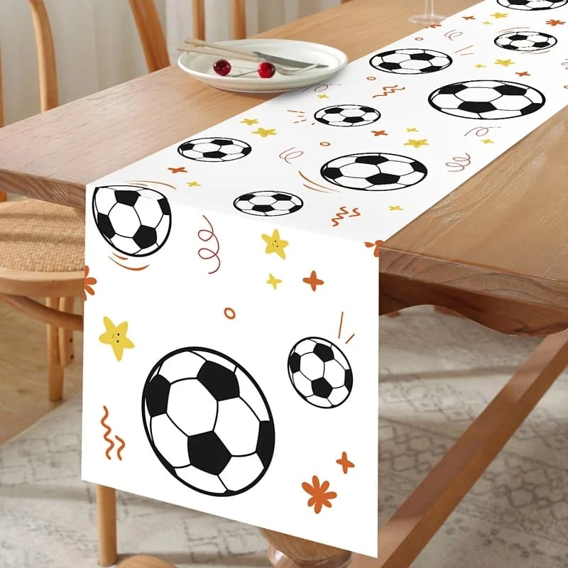 1PC Runner da Tavolo a Tema Calcio, Decorazione per Giornate di Calcio, Tovaglia in Tessuto di Poliestere per Feste di Compleanno a Tema Calcio, Decorazione per Partite di Calcio