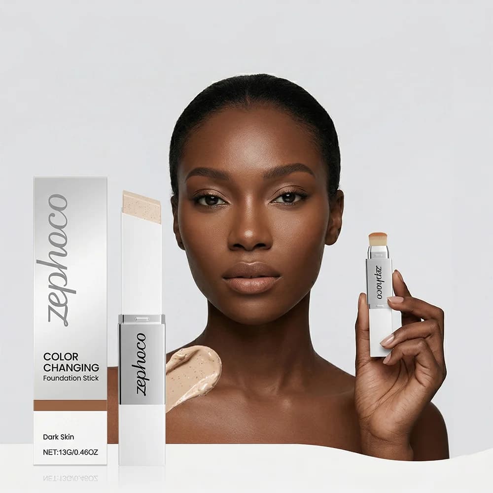 Fondotinta stick 2-in-1 che cambia colore, texture leggera e idratante, applicazione perfetta e senza effetto maschera, illuminante istantaneo per una pelle splendida