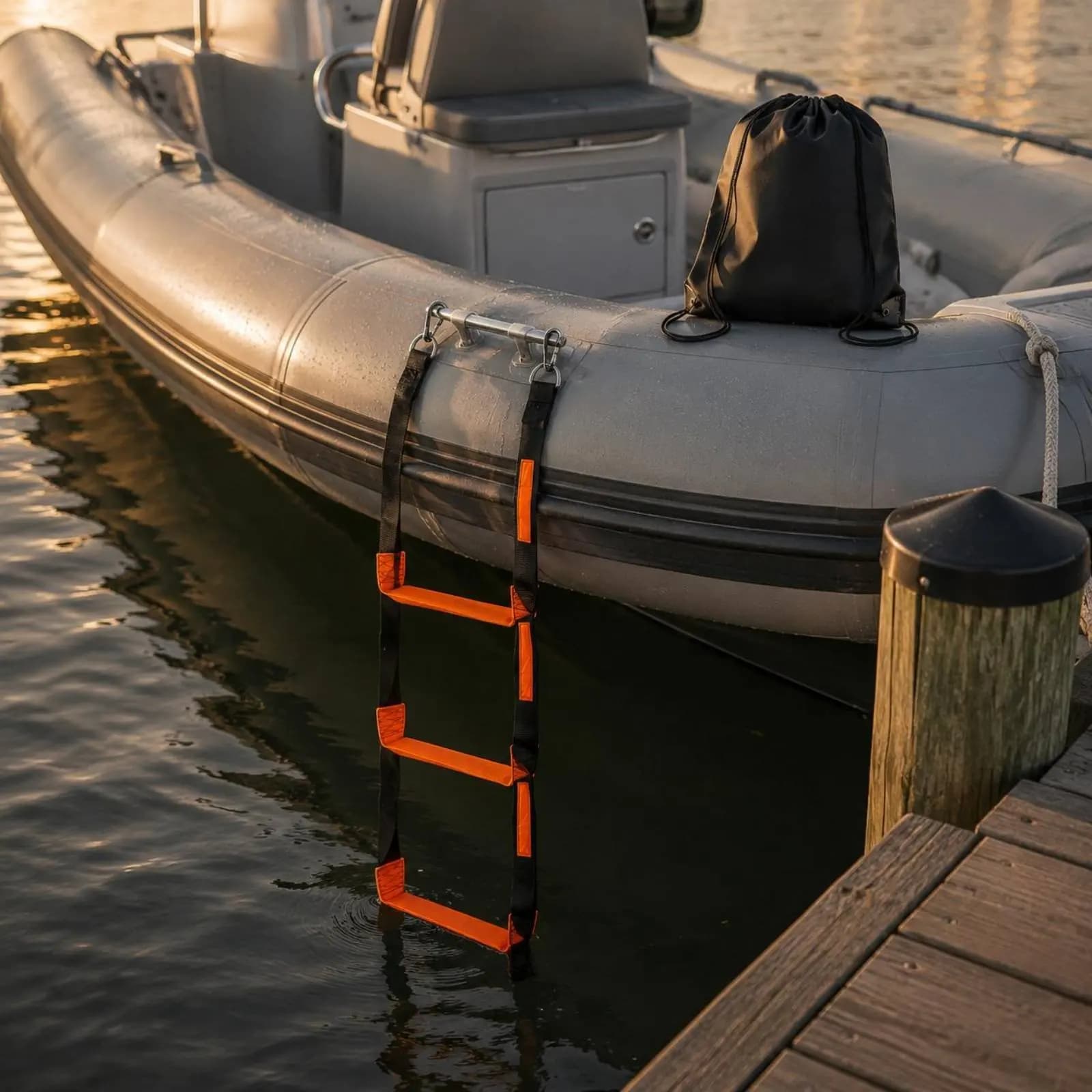 Boat Rope Ladder Reinforced Stitched Foldable Anti Slip Nylon Marine Boarding Ladder for Kayak Canoe Dock Pool Water Sports