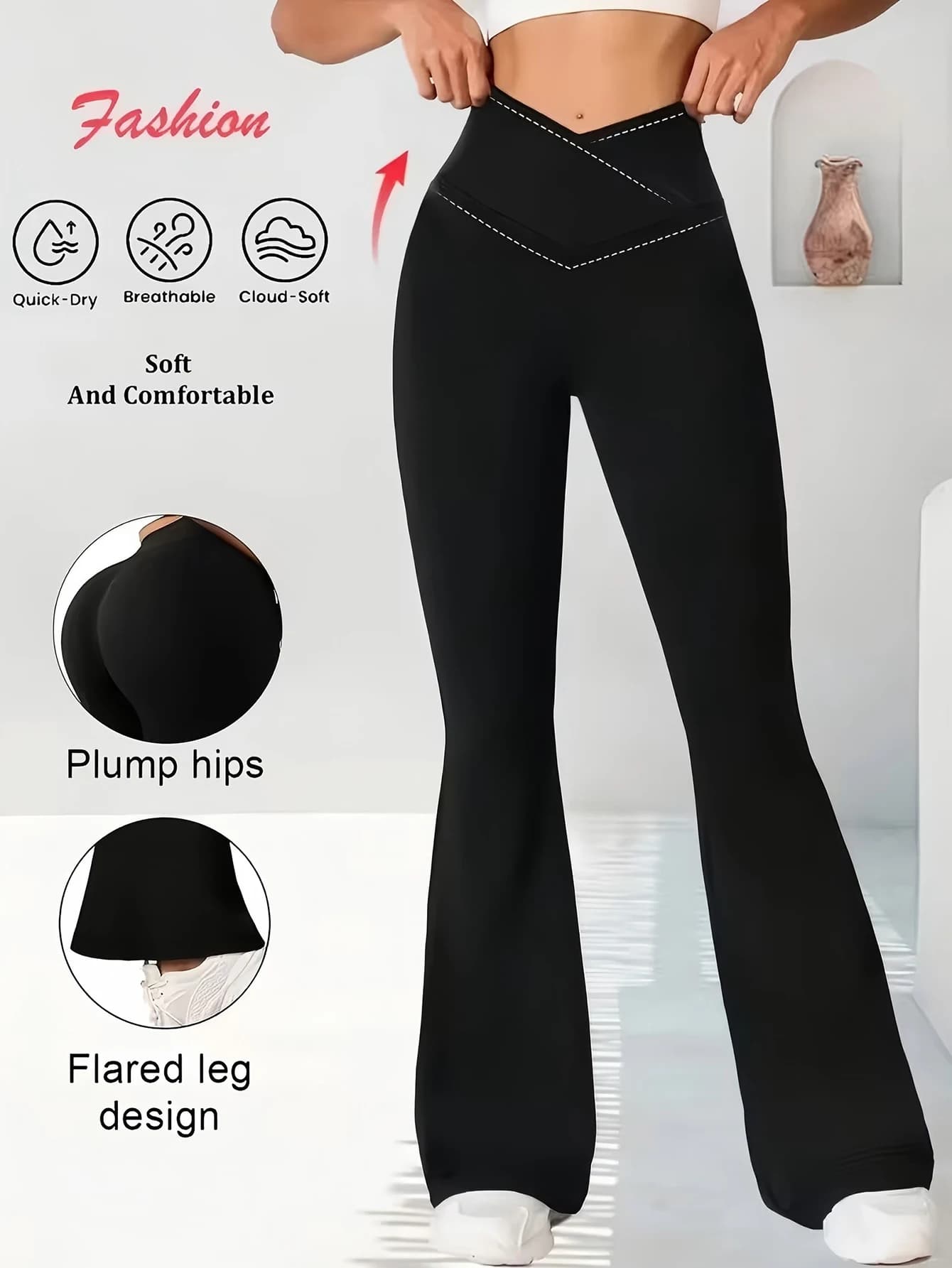 Pantaloni a Zampa d'Elefante Ultra Comodi a Vita Alta per Donna, Leggings con Supporto per la Pancia, Morbidi Pantaloni a Campana