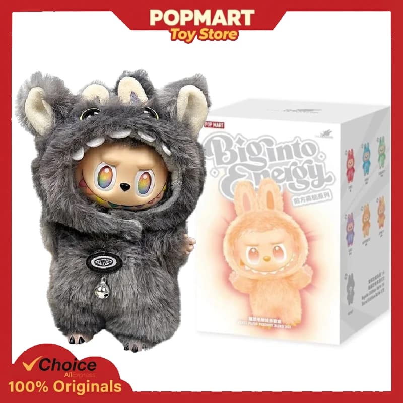 POP MART LABUBU V3 Big Into Energy Grey Monster Set di bambole eleganti autentiche con vestiti vestito incluso Figura originale regalo