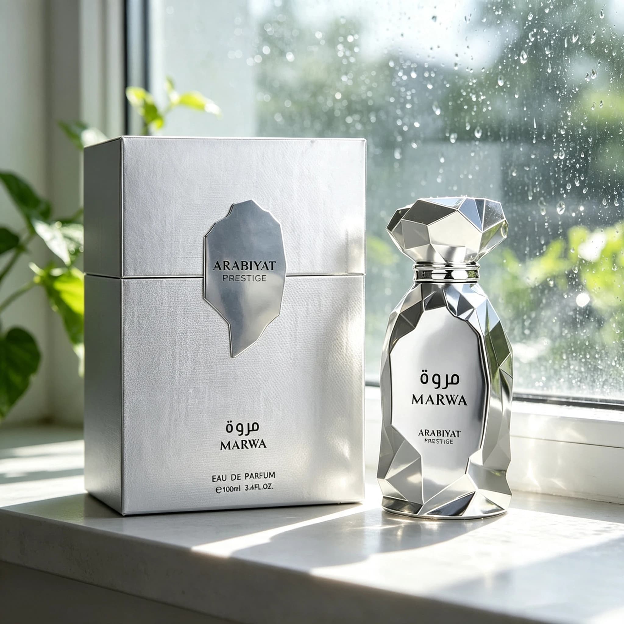 ARABIYAT MARWA Silver Edge Cut perfume 100ml Middle East Luxury Mirror Bottle Durable EDP Gift Box for Men and Women perfume