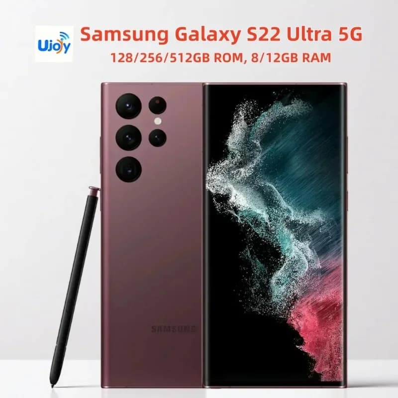 Network Unlocking Smartphone Samsung Galaxy S22 Ultra 5G 6.8-inch AMOLED Snapdragon 8GB RAM 128/256GB ROM Supports FID/NFC