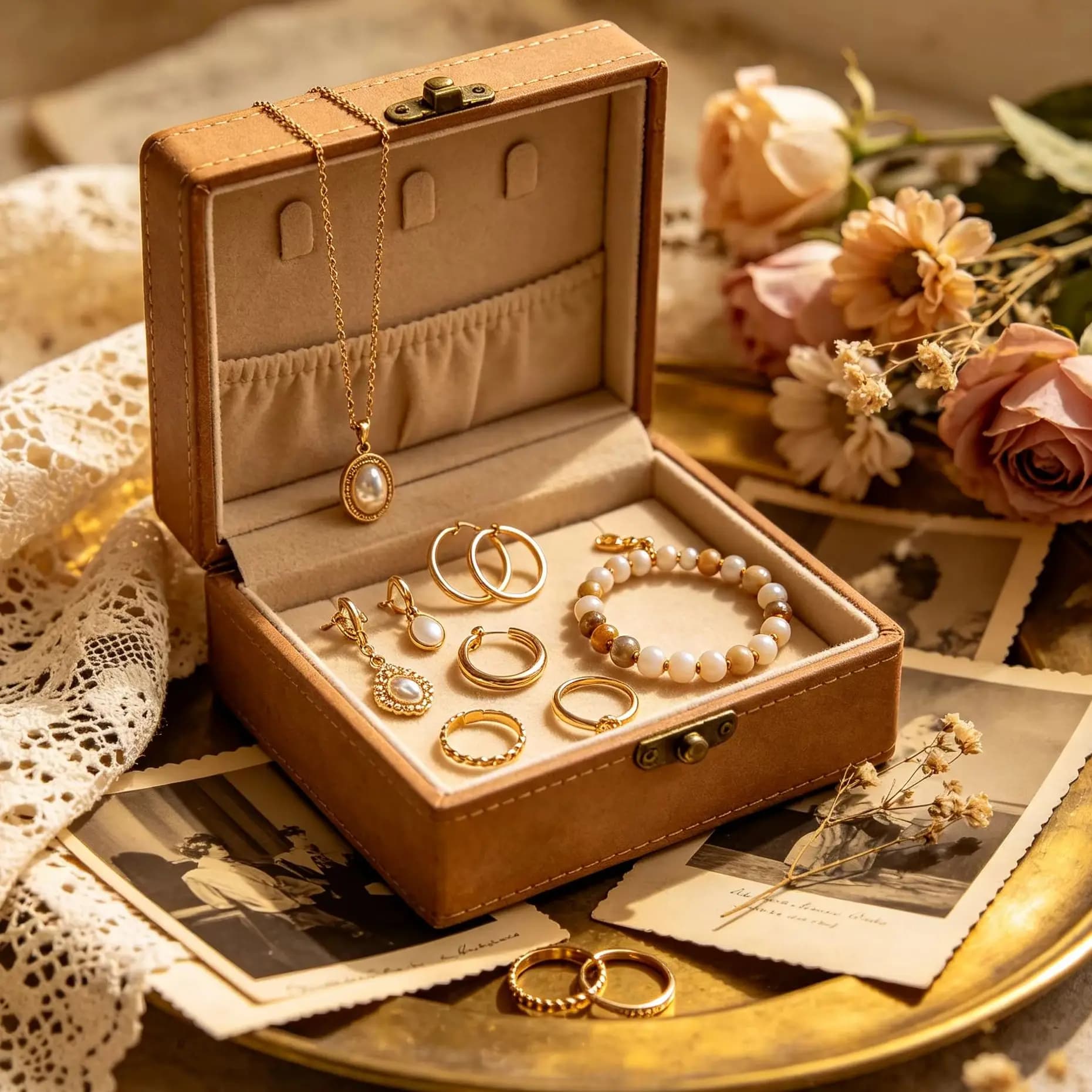 Ladies Surprise Mystery Jewelry Gift Box Random Mixed Pendant Necklaces Hoop Earrings Beaded Bracelets Stackable Rings Daily Wear Ornaments