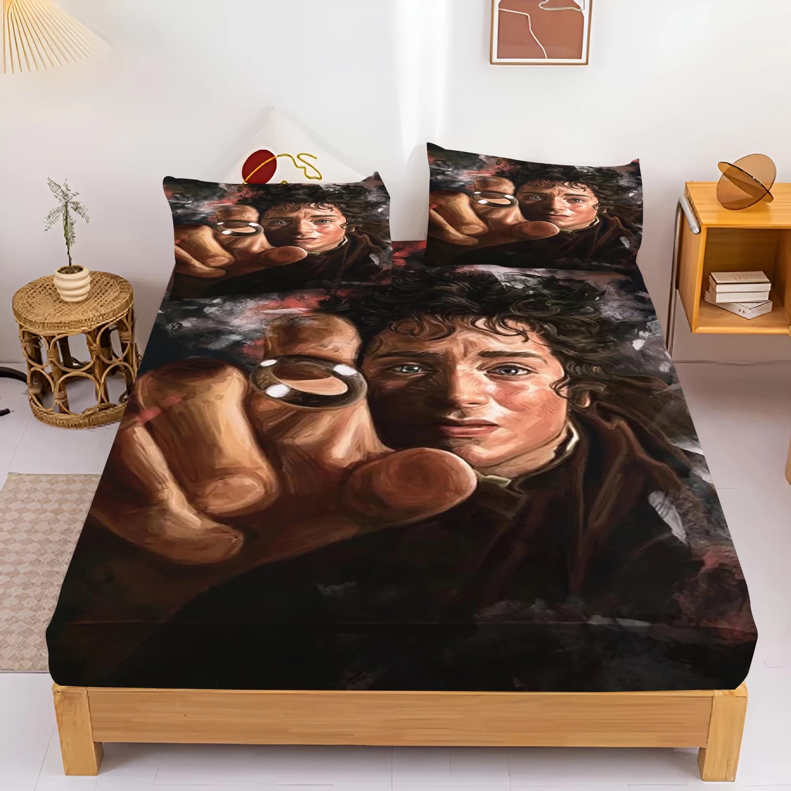 Lenzuolo con angoli El Signore degli Anelli, copertura completa, stampa carina, federa per bambini con disegni animati, copriletto con elastico, delicato sulla pelle