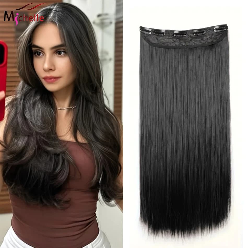 Lisci One Piece 5 Clip Clip nelle estensioni dei capelli Nero naturale 3/4 Pezzi di capelli lunghi lisci a testa piena 100G Clip in One Piece