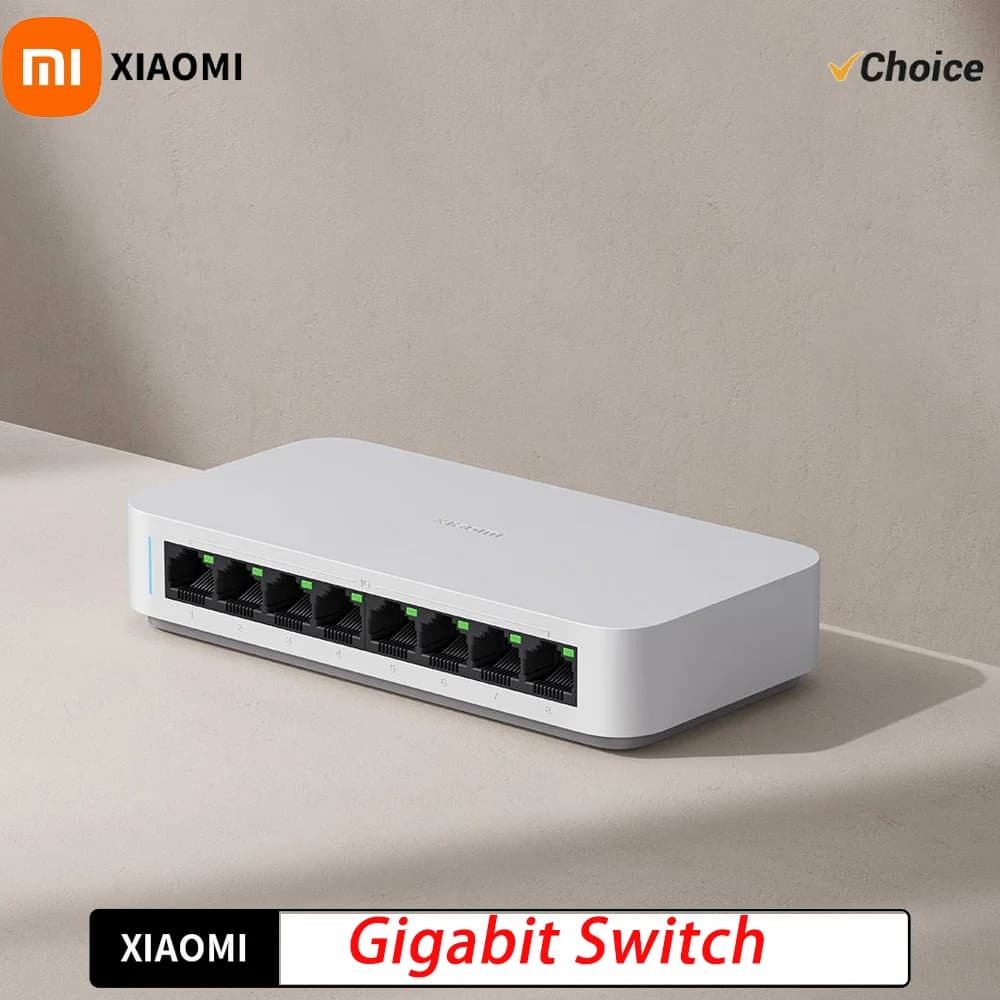 Original NEW Xiaomi Gigabit Switch, White, 23mm Slim Body, 8 Gigabit Ports, Connects to TVs and Game Consoles CN