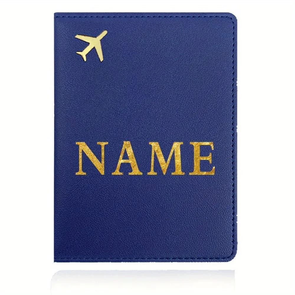 Custom Name RFID Blocking PU Passport Holder, Slim Portable Wallet for Cards Tickets Travel Document Daily Storage Case