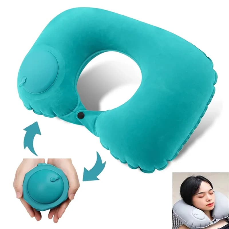 Cuscino da viaggio gonfiabile ultraleggero portatile cuscino cervicale gonfiabile automatico a forma di U adatto per i viaggi