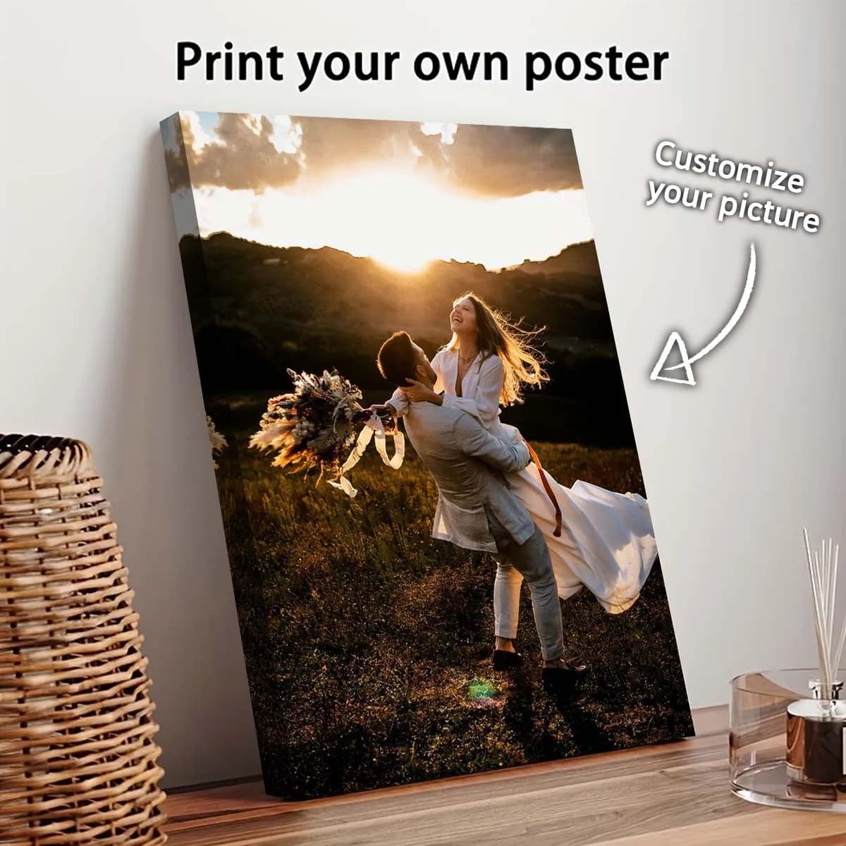 Poster su tela personalizzati con foto, scegli le tue immagini, per occasioni come San Valentino, Pasqua, matrimoni, ecc.