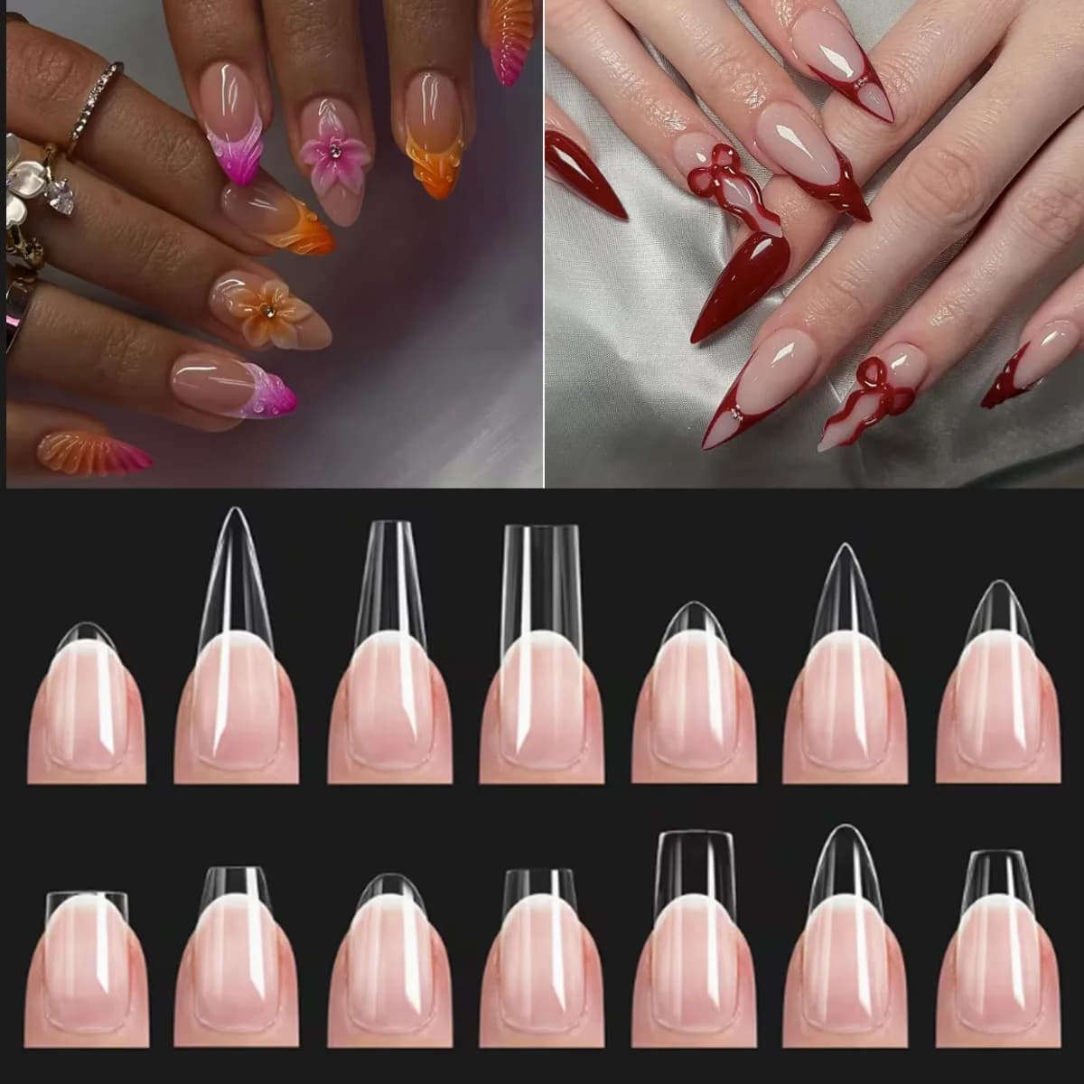Makart 500pcs Coffin False Nail Tips Clear Gel X Tips Full Cover acrilico unghie finte naturali Ballerina Nails Press on Nails