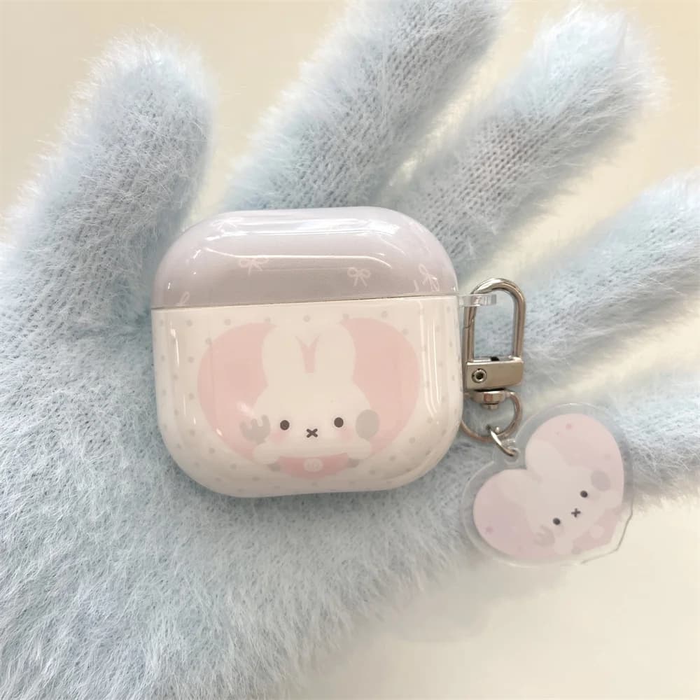 Silicone Case for Apple Airpods Pro2 Pro3 headphones with Miffy polka dot pattern, with pendant, compatible with Airpods 4 3 2