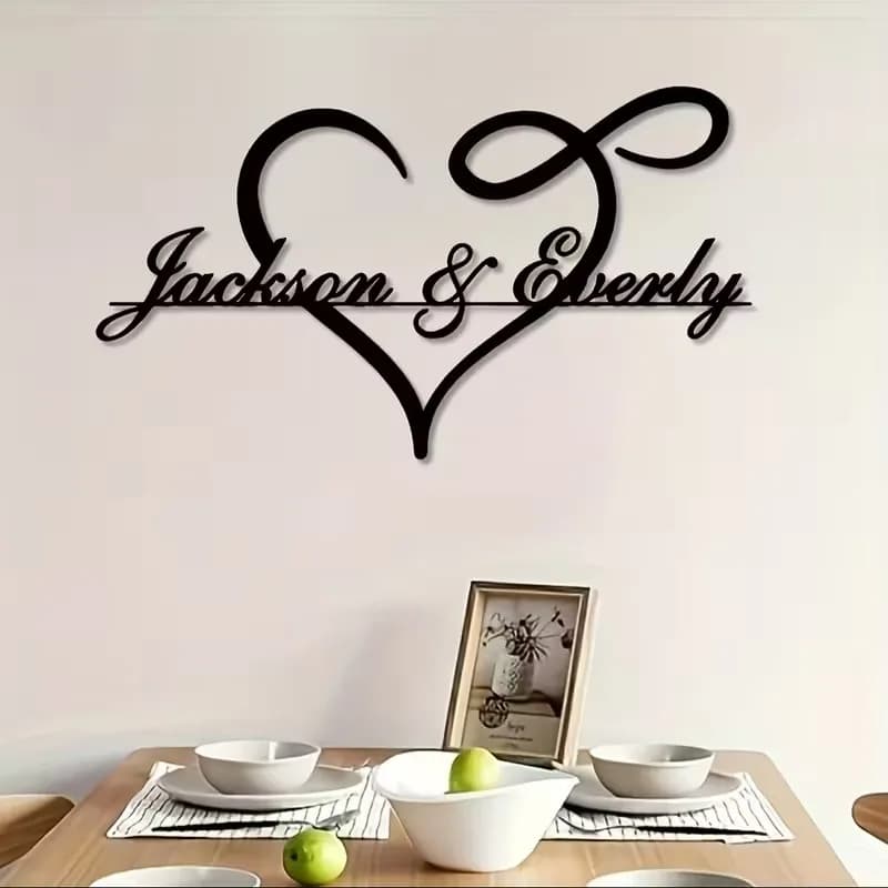 Arte da Parete in Metallo Personalizzabile - Design con Cuore/Simbolo dell'Infinito per Coppie, Decorazione per Matrimoni/Casa, Idea Regalo per San Valentino