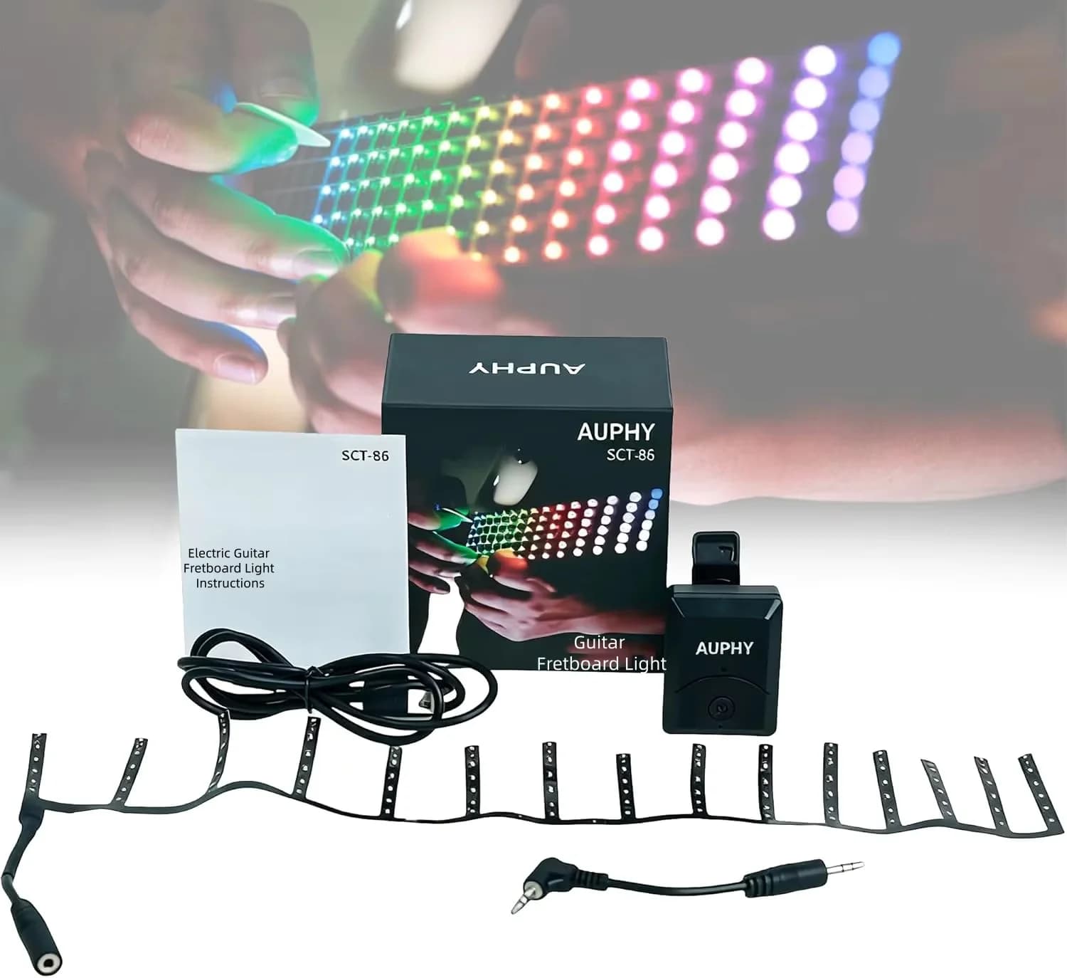 Luce per Tastiera di Chitarra con 12 Modalità di Illuminazione, Sistema di Apprendimento della Scala e Sincronizzazione del Ritmo per Feste, Esibizioni di Strada, Streaming Live