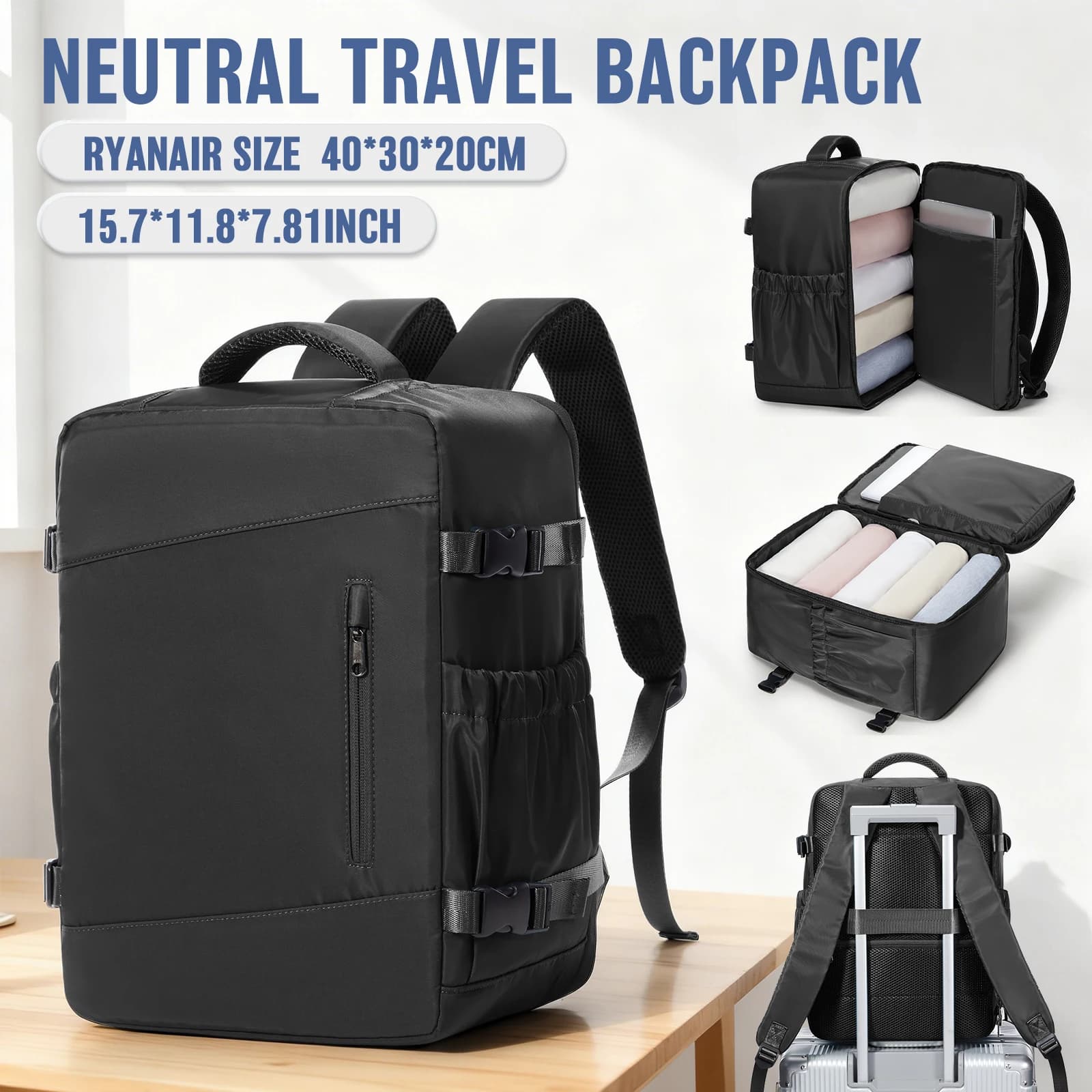 Zaini da Viaggio per Donne, Zaino da Cabina Aereo 40x30x20 per Ryanair, Borsa per Laptop, Borsa da Cabina per Wizz Air ed Easyjet