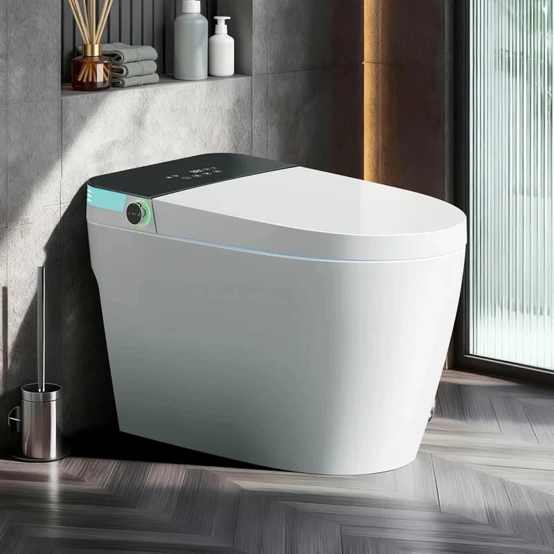 WC Intelligente con Bidet Senza Serbatoio, Coperchio ad Apertura Automatica, Scarico Automatico Doppio da 1,28 Galloni, Sedile Riscaldato, Lavaggio/Asciugatura a Caldo