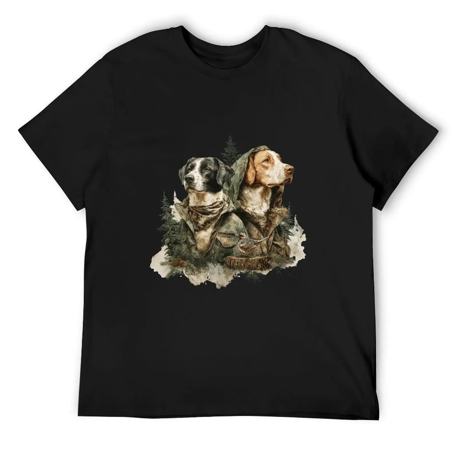 Camo Pattern Dad Deer Fishing Rod Print Black Short Sleeve T-shirt Hunting Fisher Daddy Holiday Gift Top