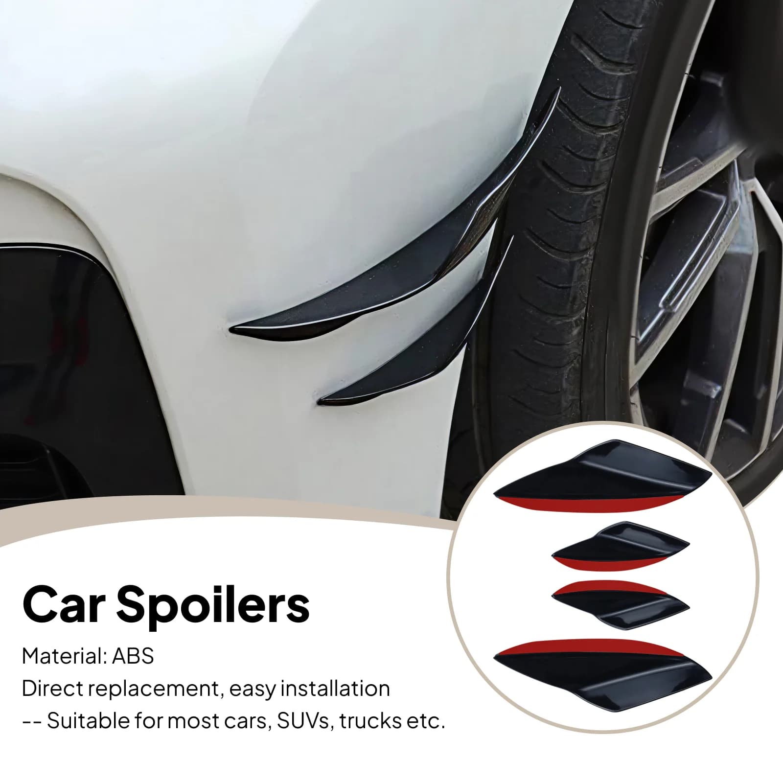 4Pcs Car Spoiler Canards Set Soft Decals Auto Collision Strip Carbon Fiber Pattern Front Bumper Lip Splitter Diffuser Spoiler