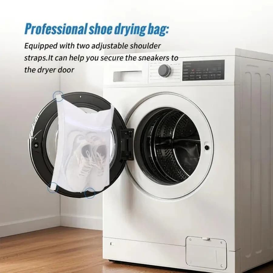4 piece white shoes wash bag, suitable for casual shoes, boots, etc., mesh design with zipper, laundry storage, with elastic band