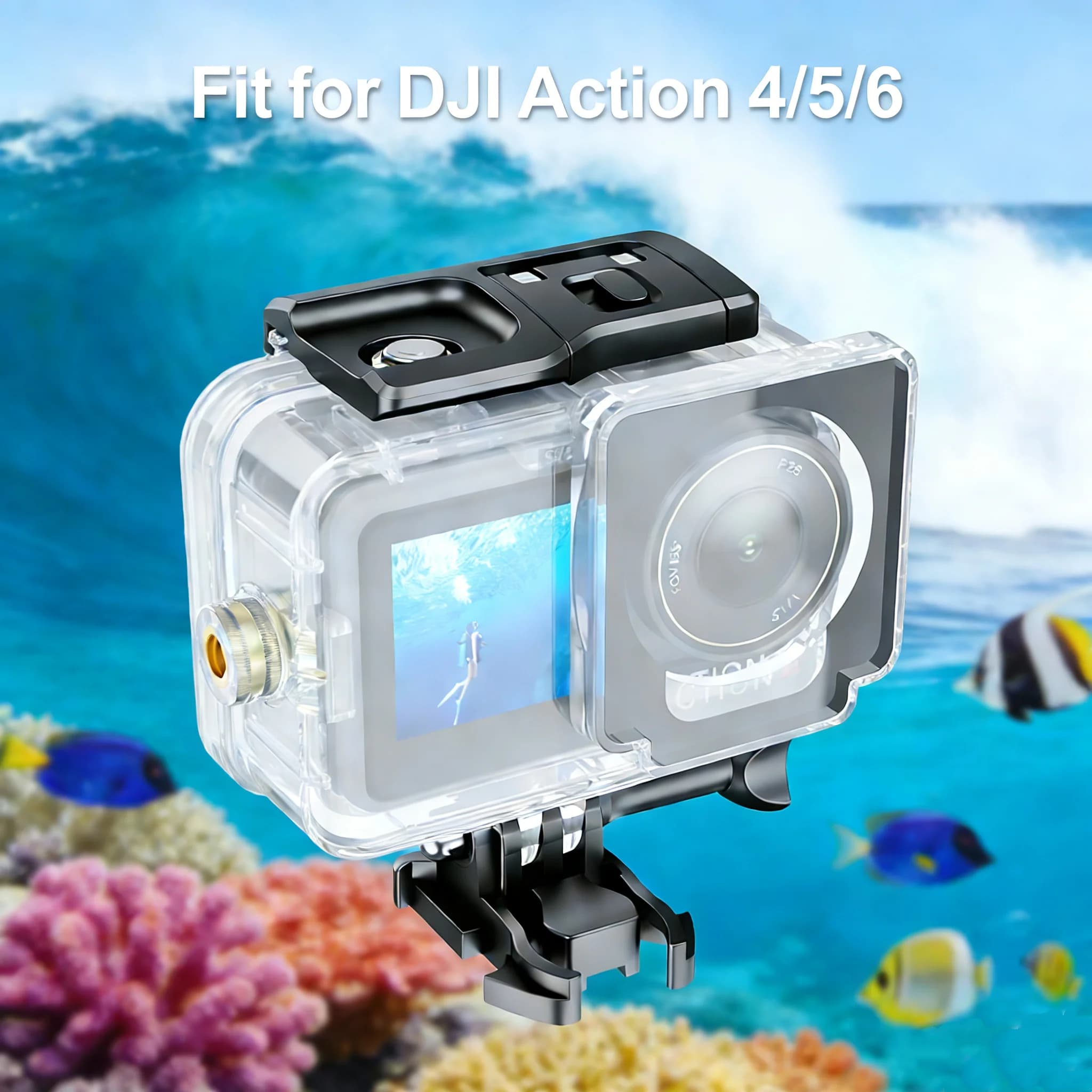 SEAFROGS Custodia impermeabile per immersioni per DJI Action 4/5/6 – Custodia subacquea fino a 40 m per immersioni, snorkeling e nuoto