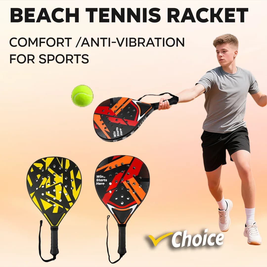 Racchetta da Padel, Racchetta da Beach Tennis per Principianti e Intermedi, Manico Anti-Vibrazione Durevole con Impugnatura in Plastica