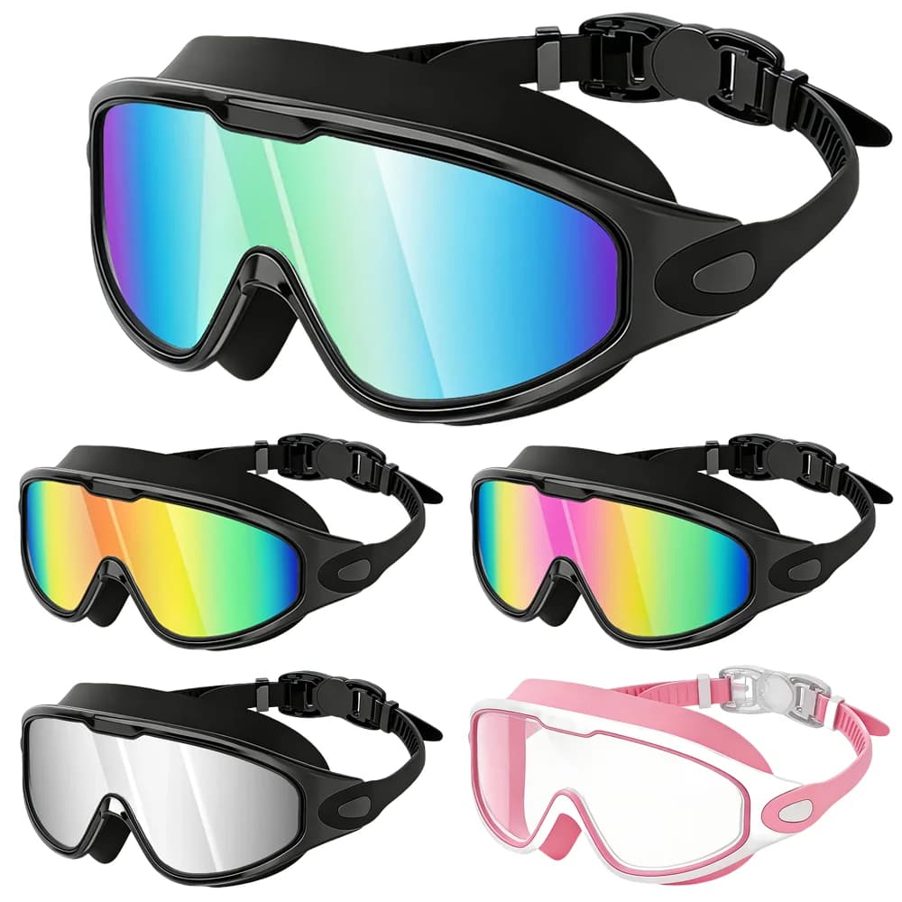 Occhialini da Nuoto con Ampia Visuale, Antiappannamento, Protezione UV 180°, Senza Perdite d'Aria ° Occhialini da nuoto Clear Vision per adulti, uomini, donne e ragazzi