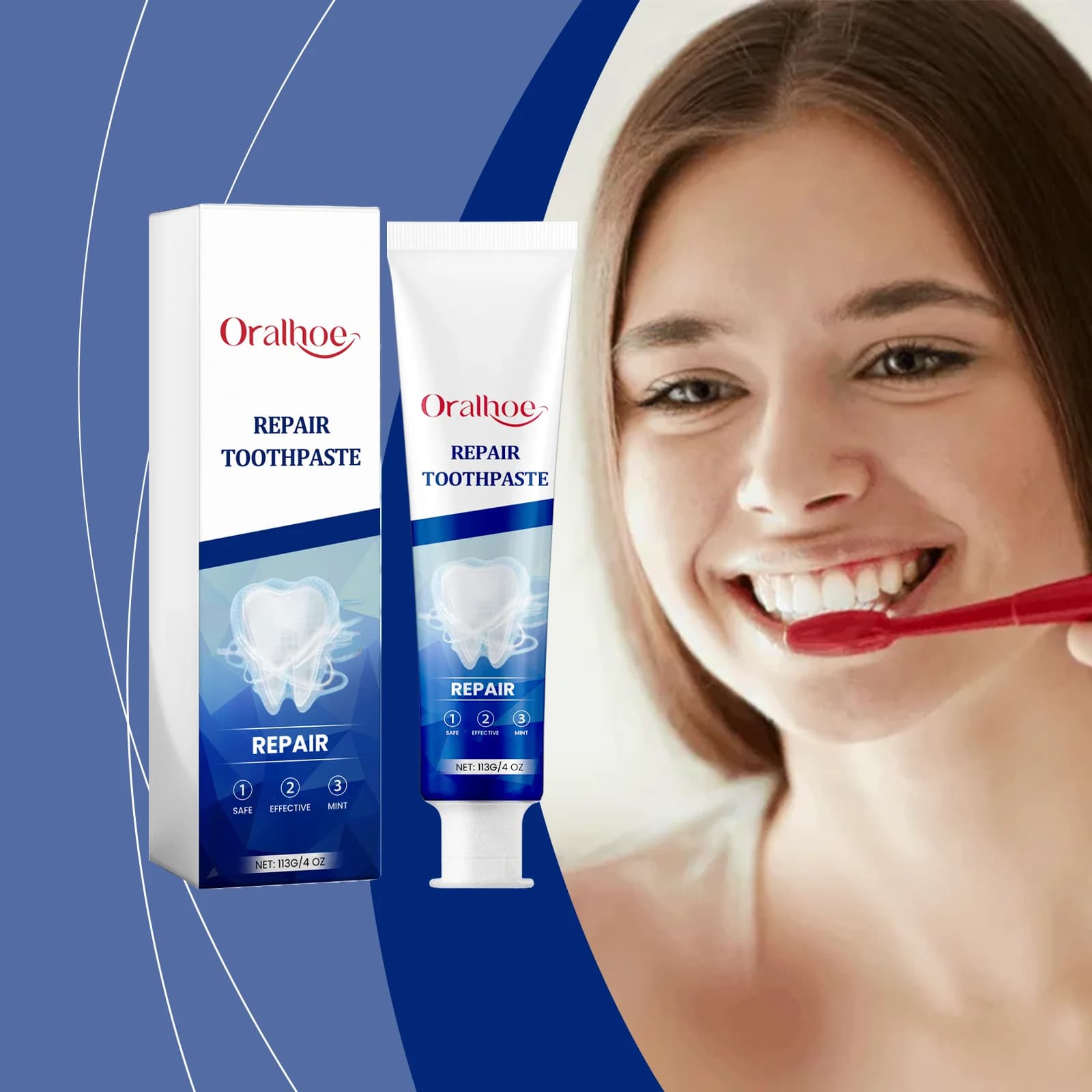 Oralhoe 113g Menta Dentifricio Frescante Dentifricomento dei Denti Carie Dentali Repair Hygiene Oral Cleaning Macchia Anti Cavities Dentifricio