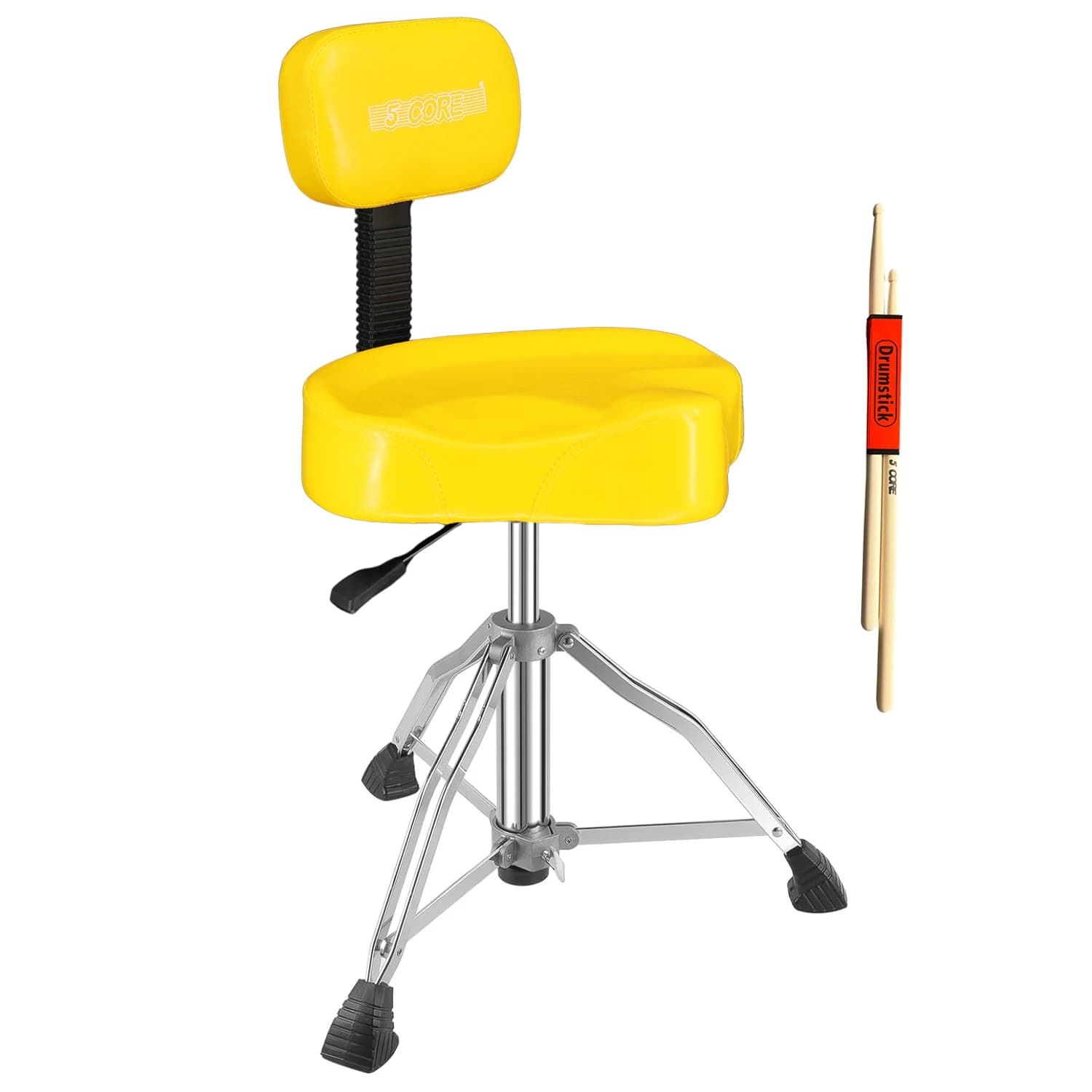 5 Core Drum Throne 4" Padded Seat w Backrest Airlift Adjustable Chair Ergonomic Drummer Stool