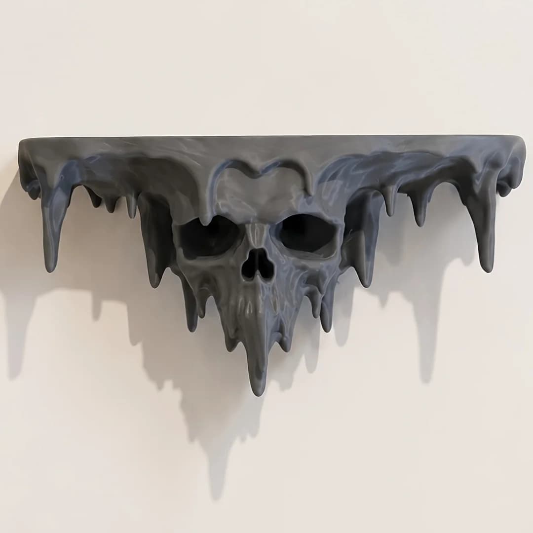 1pcs Skeleton storage rack wall rack 3D printing wall mounted black skull Halloween wall decoration