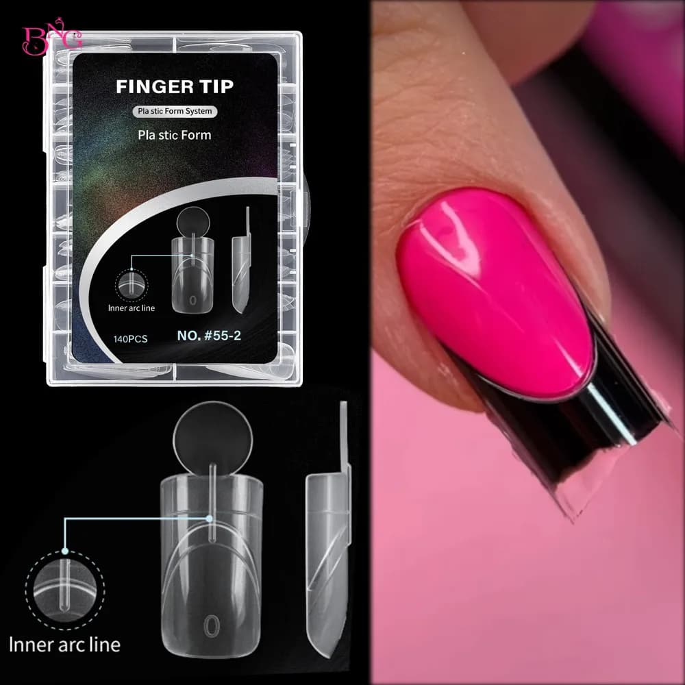 Nuove Forme Opache BNG Dual con Linea Francese, Stampi per Unghie a Copertura Totale per Estensione Unghie in Gel UV e Acrilico, 140 Pezzi, 14 Misure