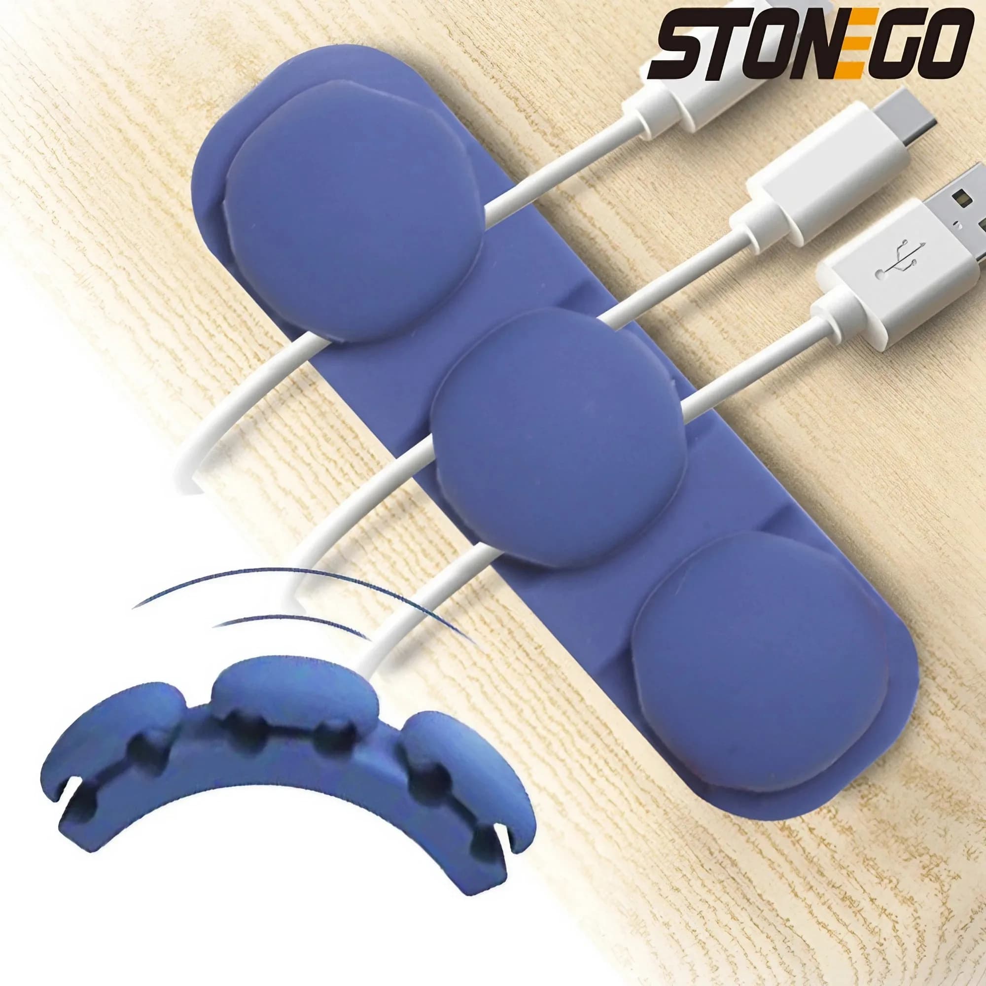 STONEGO Silicone USB Cable Organizer avvolgicavo Desktop Tidy Management Clips portacavi per Mouse cuffie Wire Organizer
